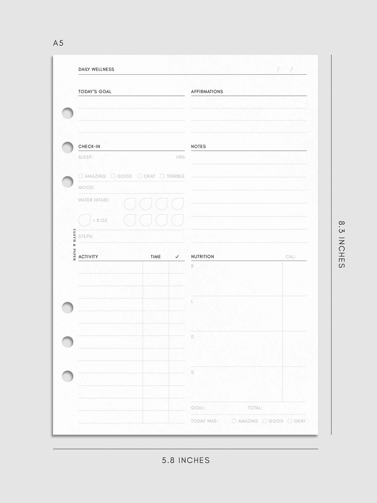 Digital mockup of insert in A5.