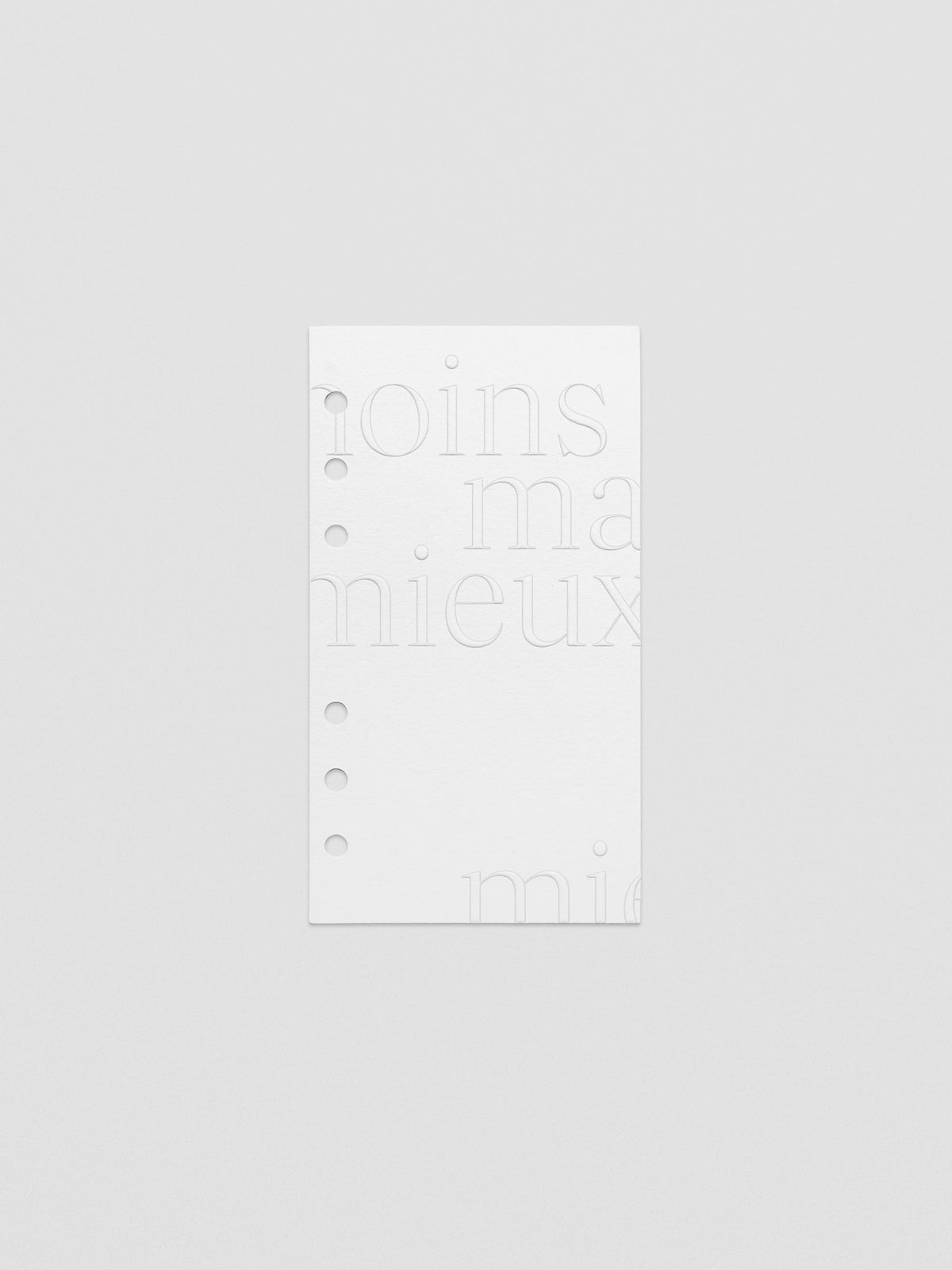 Essentialism Dashboard Duo reading "moins mai mieux" in size Personal; cardstock layer only.