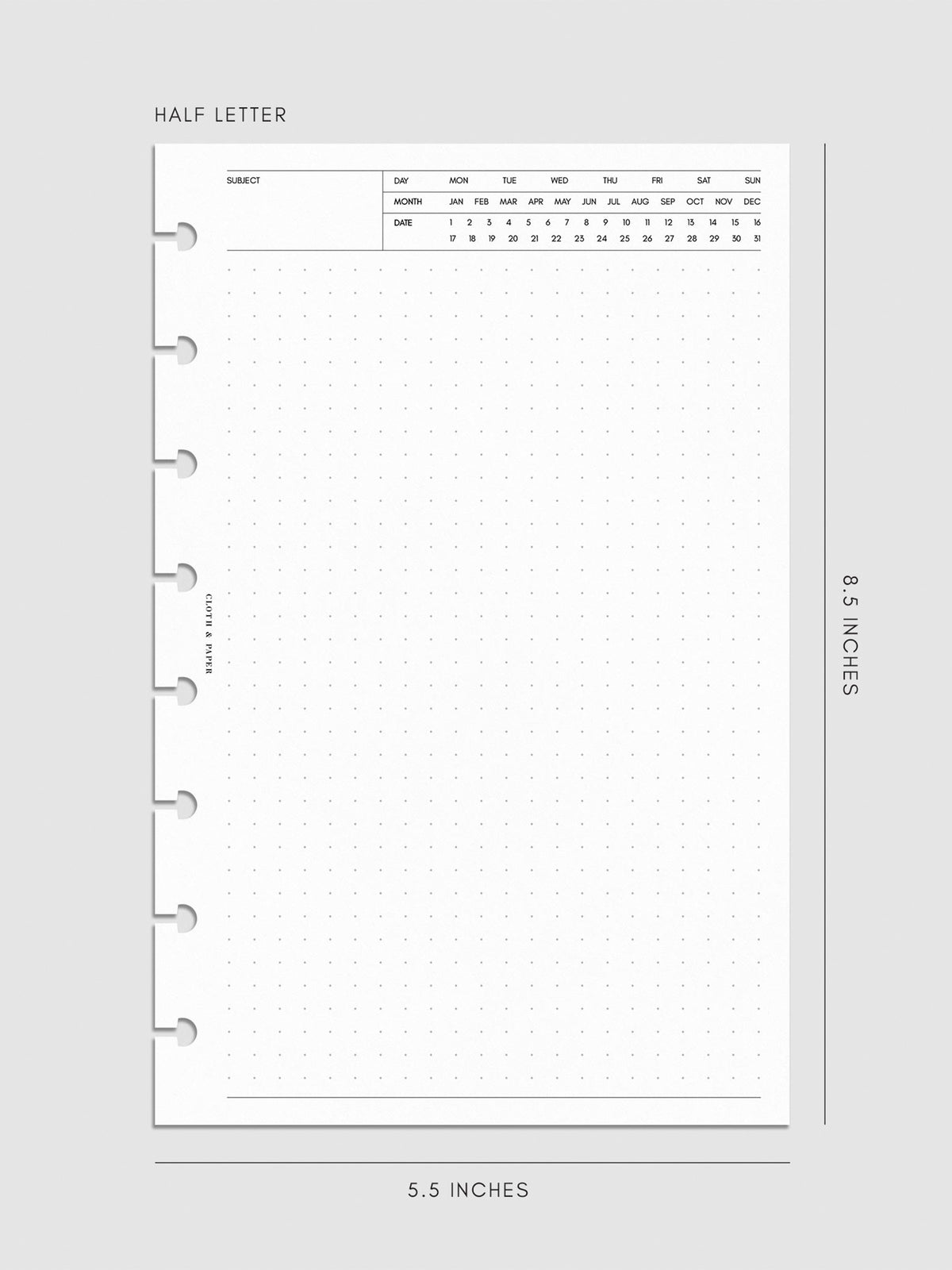 Digital mockup of insert in Half Letter.