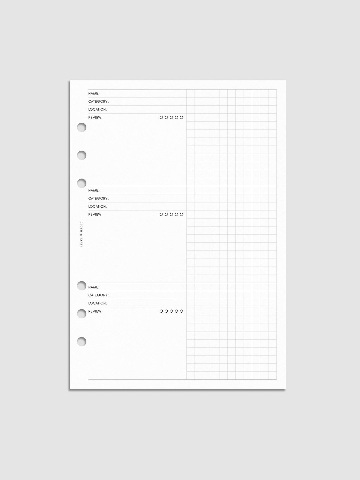 Digital mockup of the Experience Tracker Planner Inserts in A5