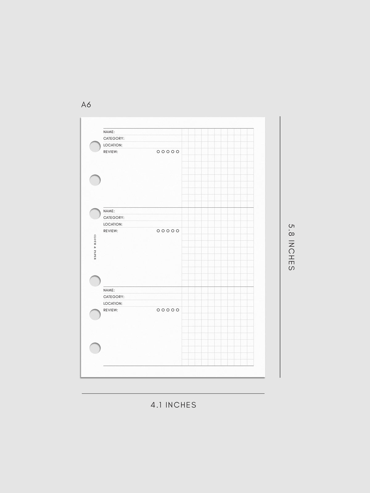 Digital mockup of the Experience Tracker Planner Inserts in A6.