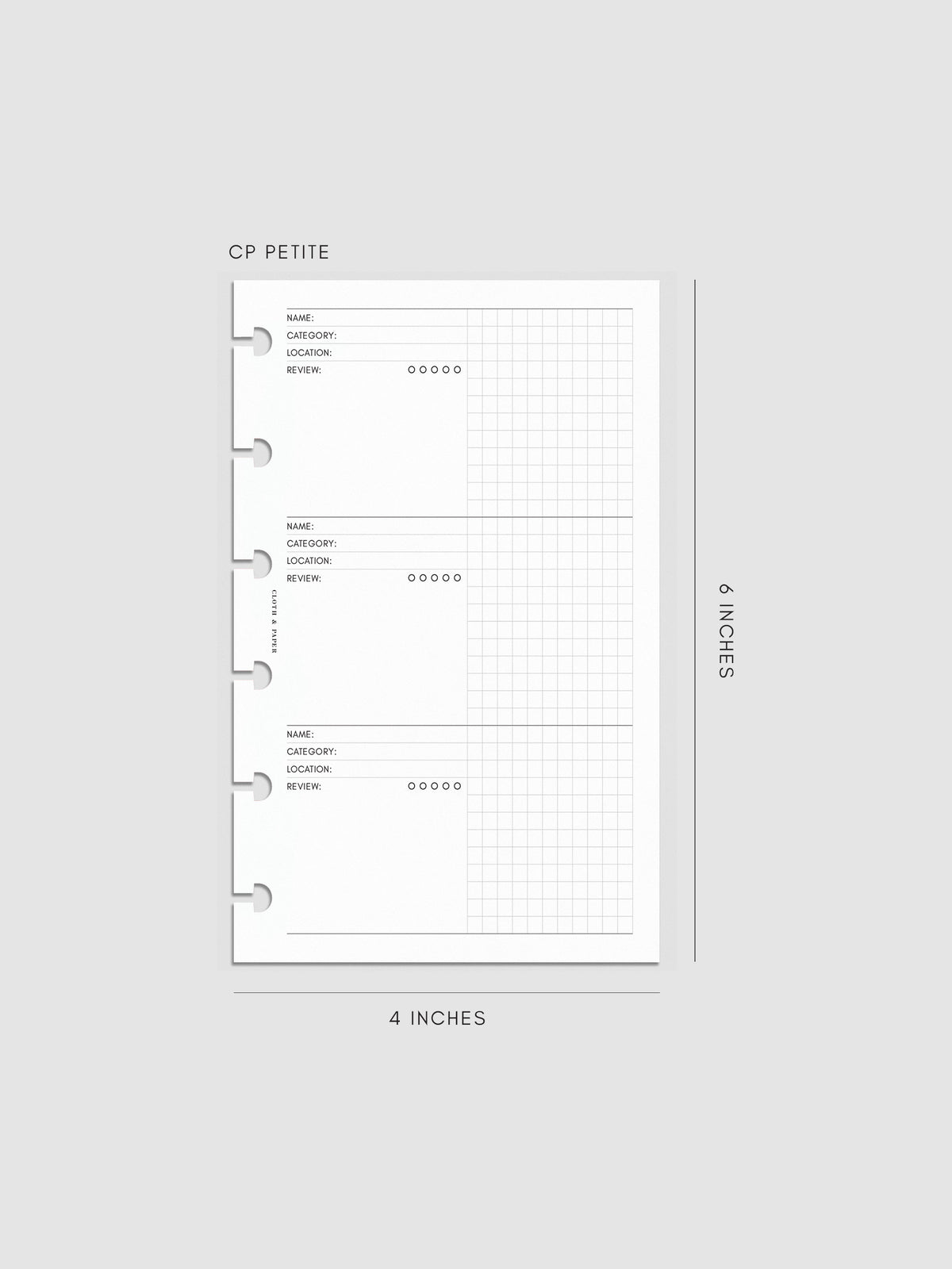 Digital mockup of the Experience Tracker Planner Inserts in CP Petite.