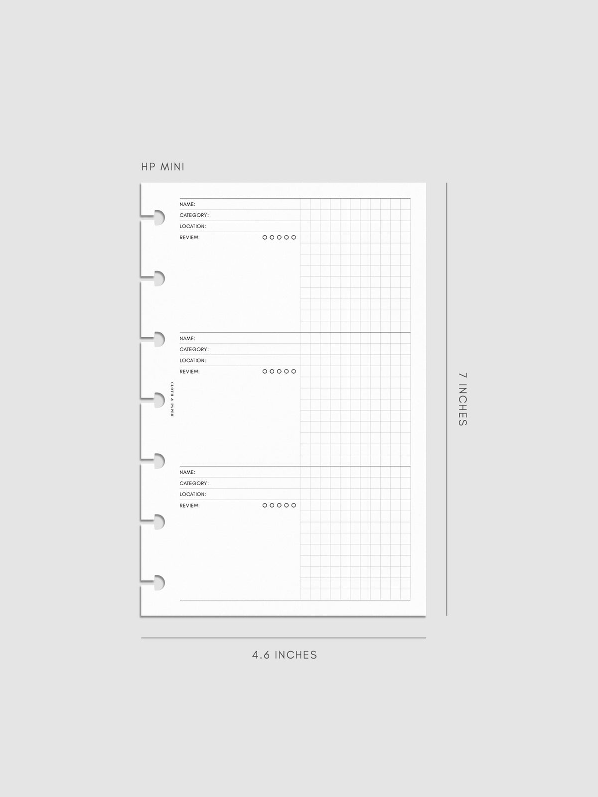 Digital mockup of the Experience Tracker Planner Inserts in HP Mini.