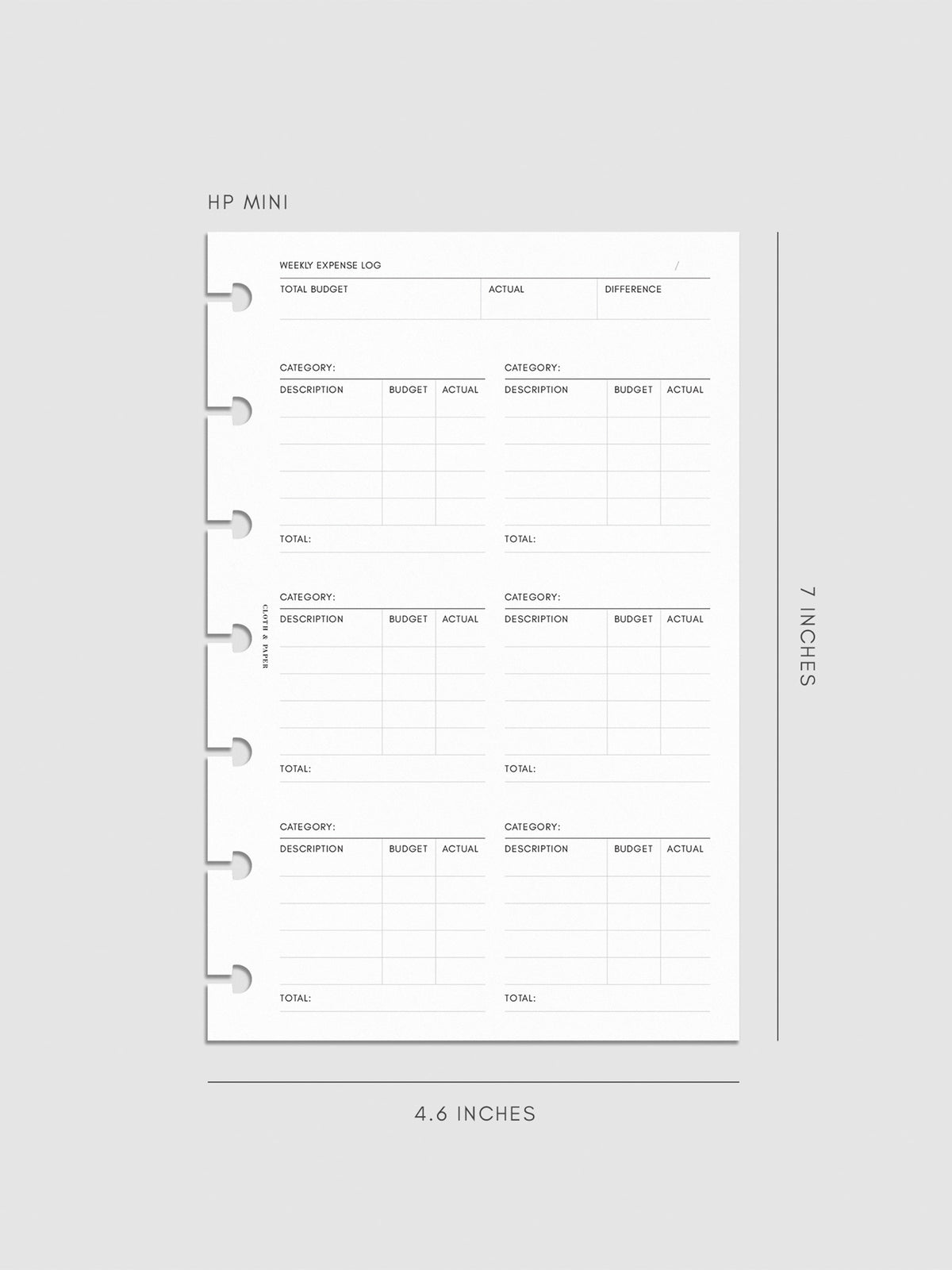 Digital mockup of the Financial Planning Insert | Second Edition. Size shown is HP Mini.