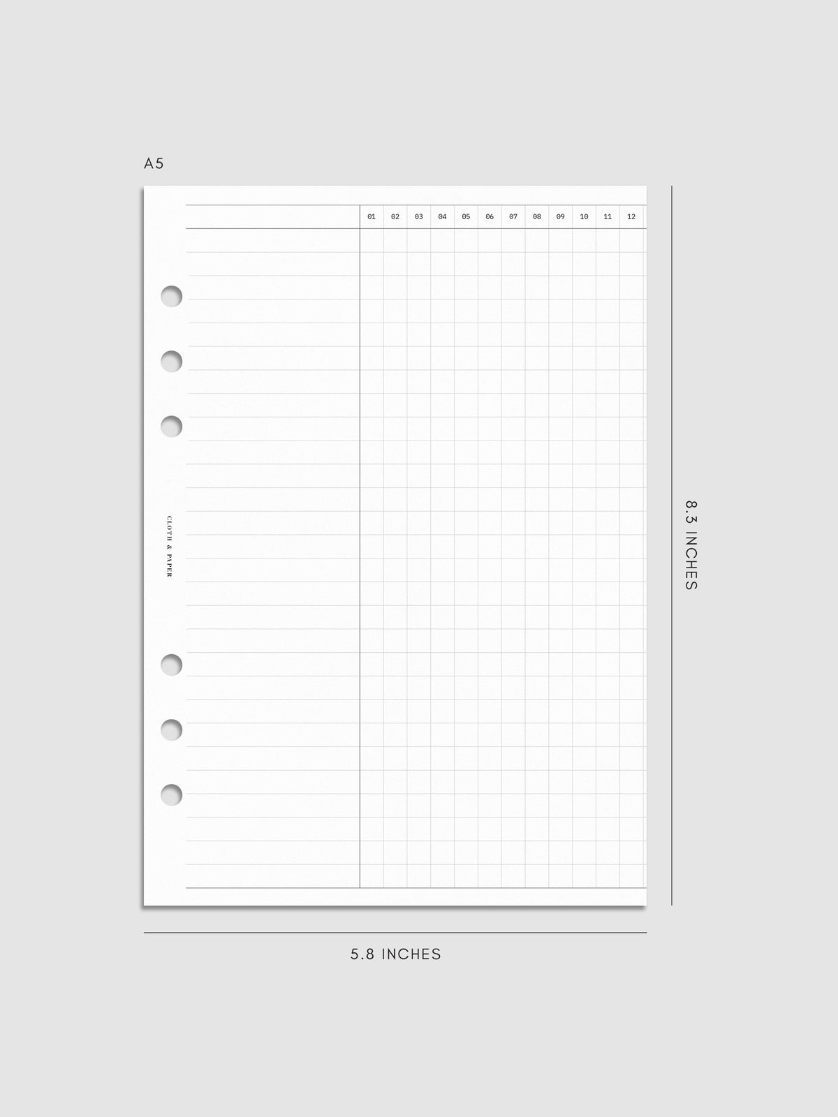 Digital mockup of Habit Fold Out Planner Insert in A5