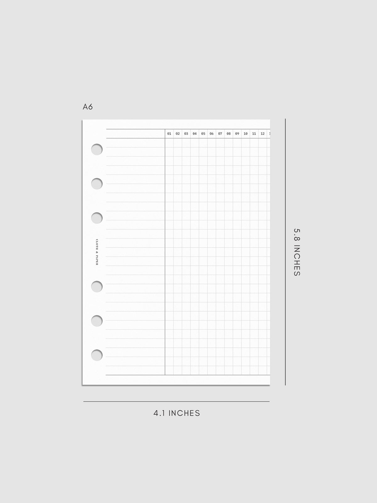 Digital mockup of Habit Fold Out Planner Insert in A6