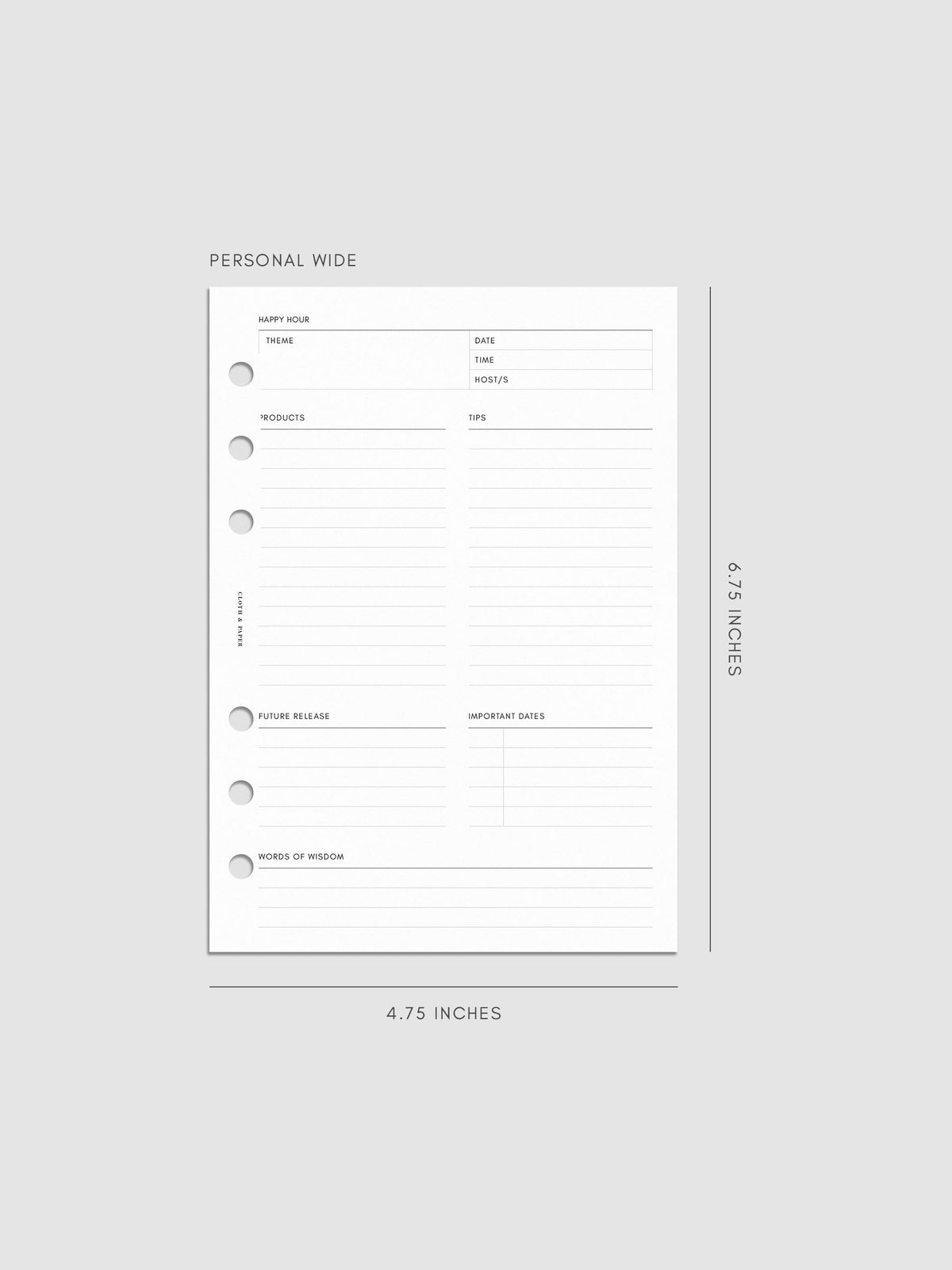Mockup of Happy Hour Notes Inserts in Personal Wide