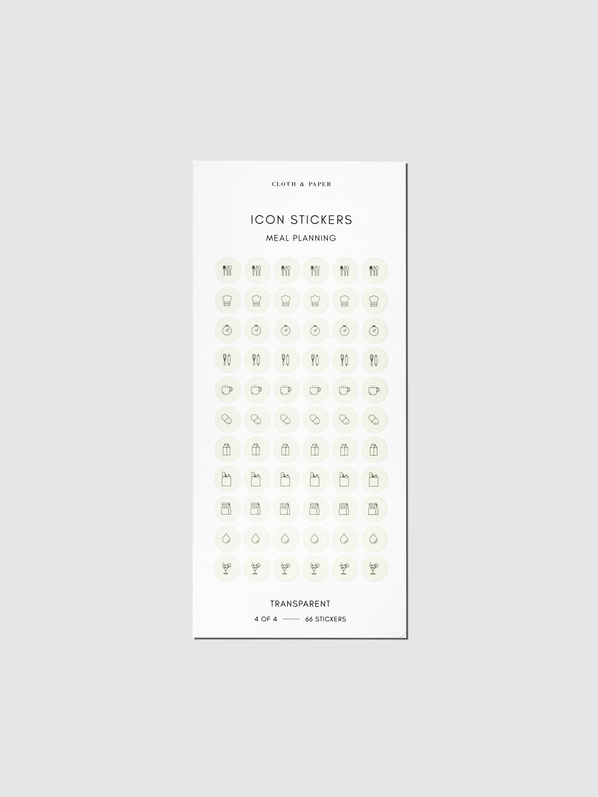 Beige meal planning sticker sheet displayed on a neutral background.