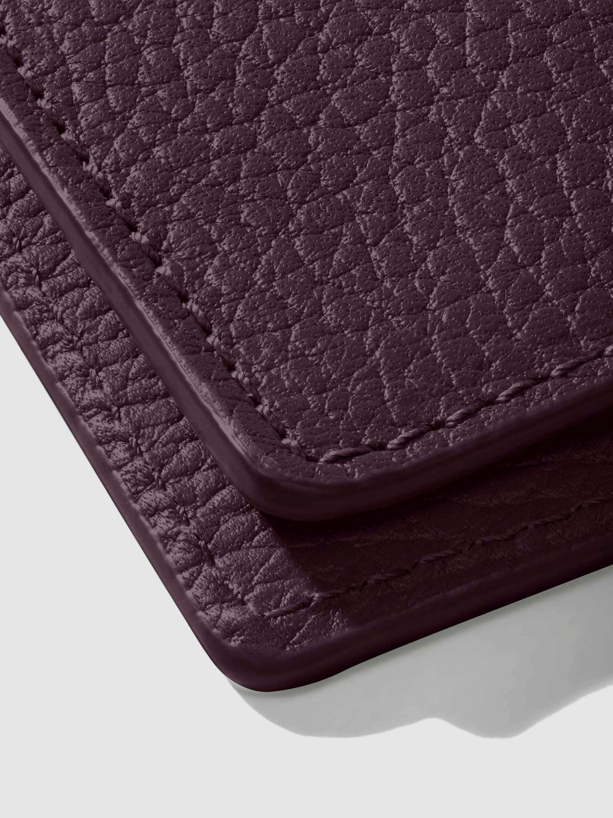 Closeup of glazing on leather folio.