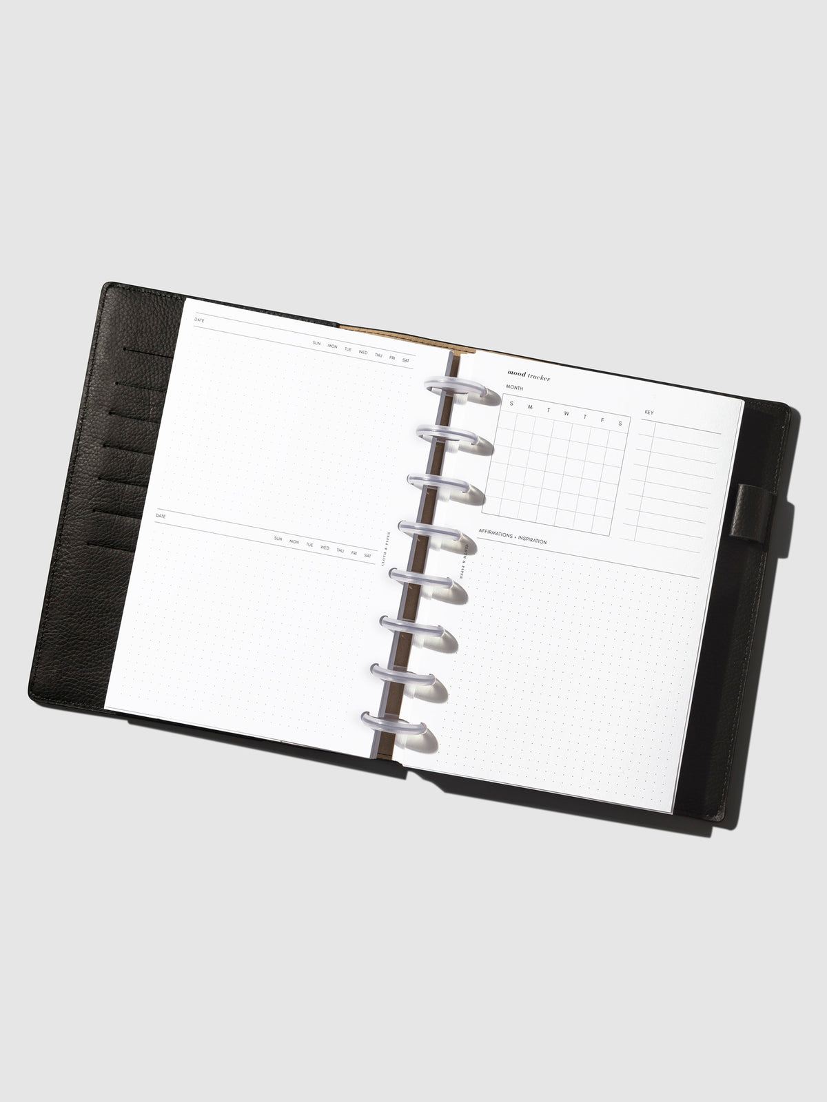 Inserts in use inside a leather folio.