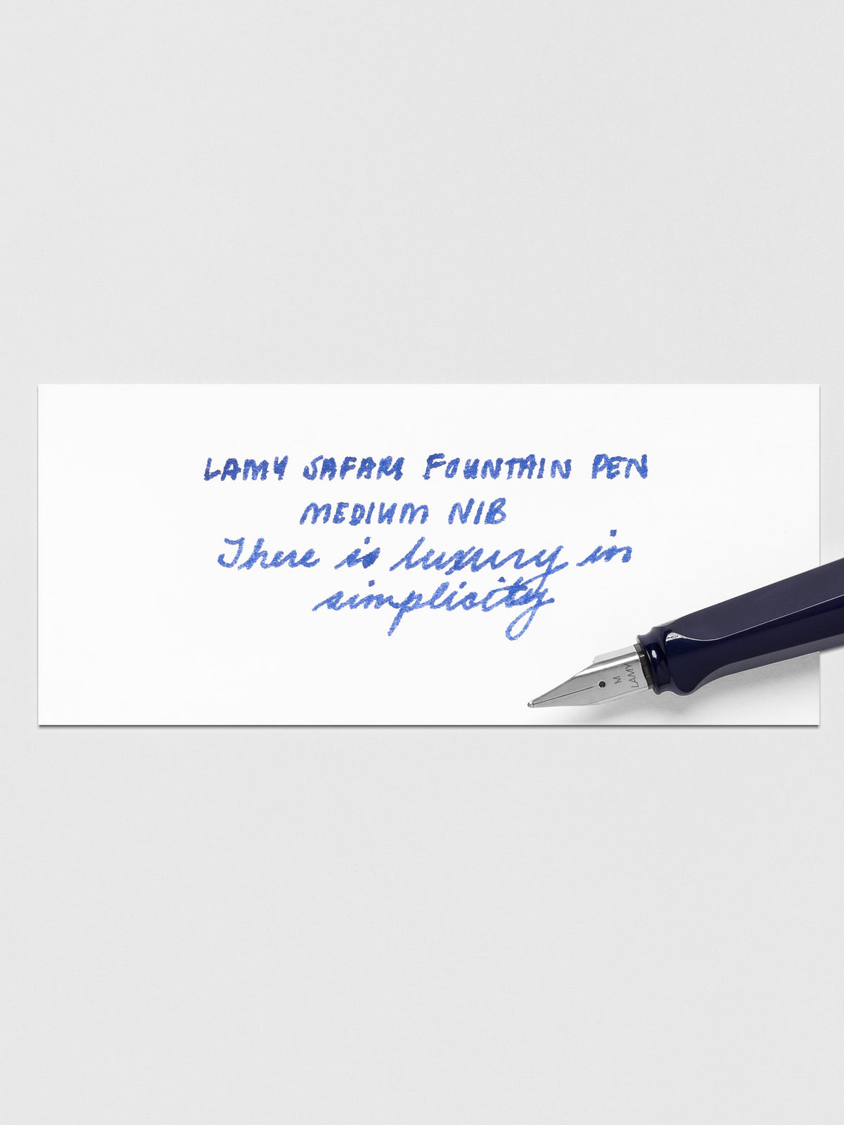 Handwritten writing sample using the Lamy Safari Fountain Pen in Dark Dusk with a Medium nib.
