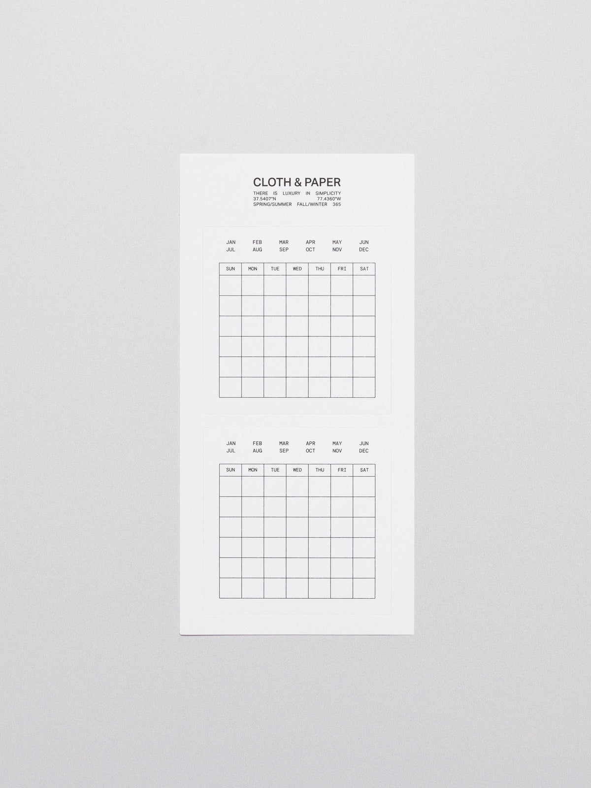 Calendar stickers displayed on a neutral background.