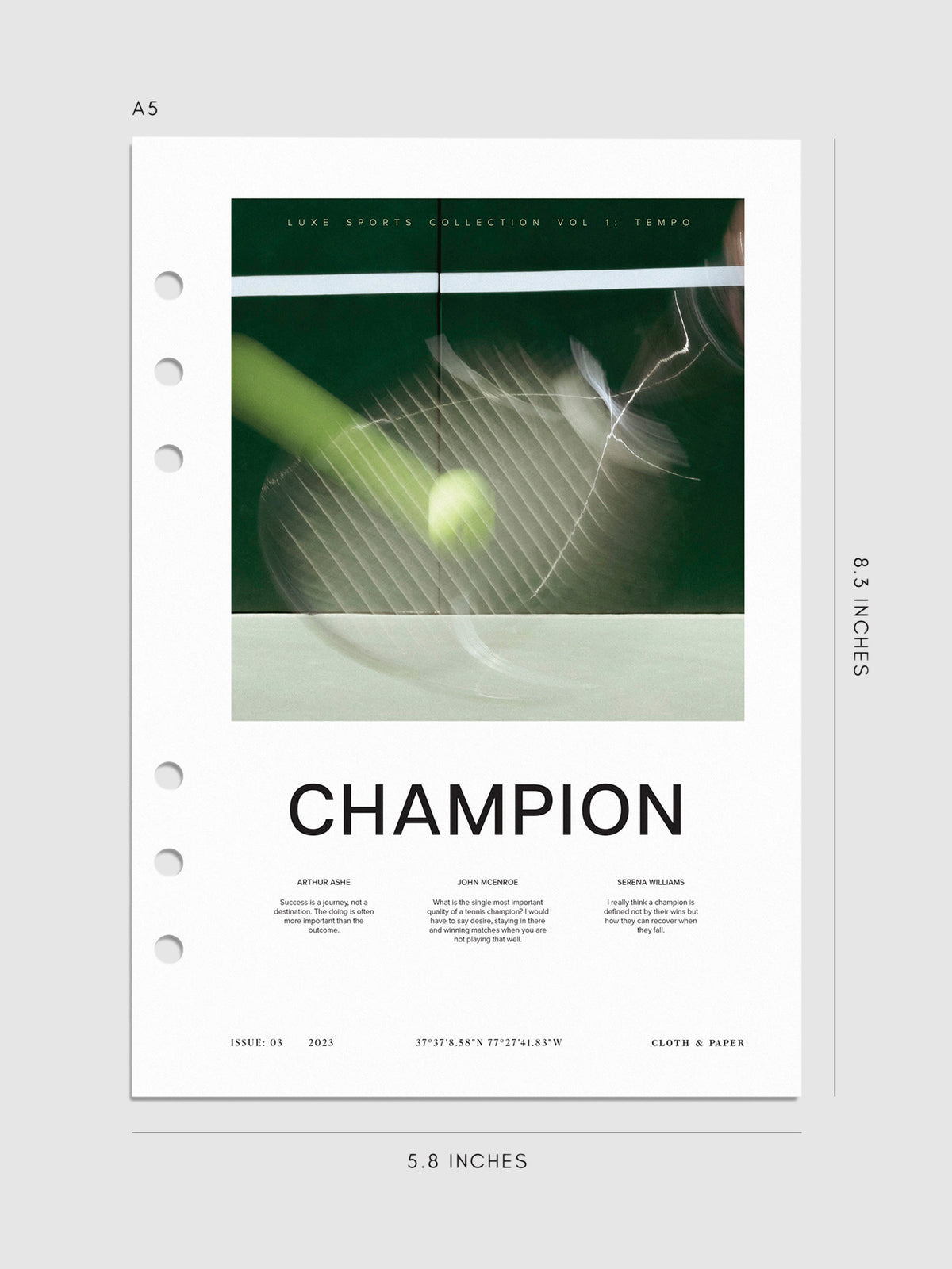 Digital mockup of Champion dashboard in A5. 