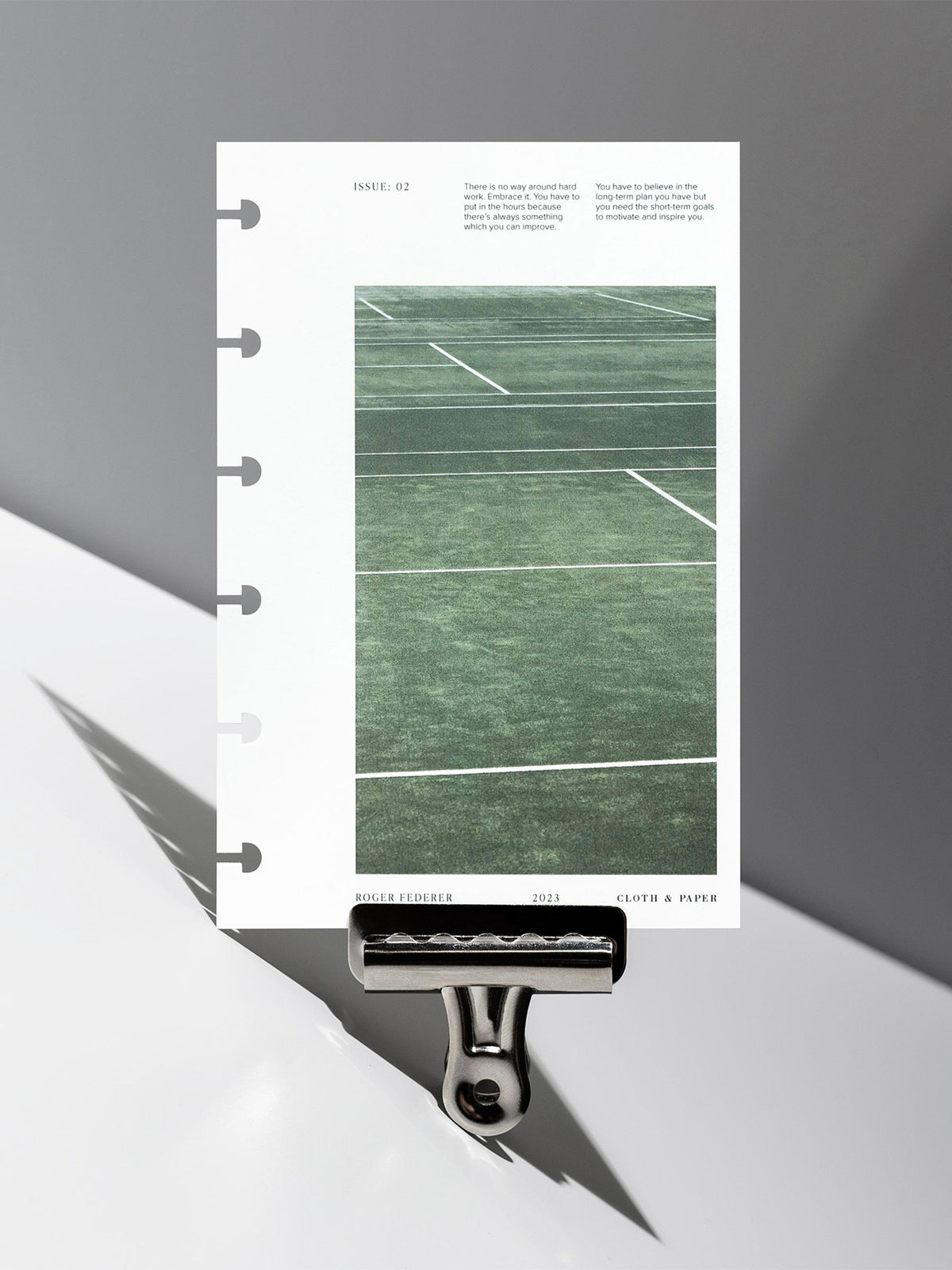 Full Court dashboard displayed with a clip on a neutral gray background. Size shown is CP Petite. 