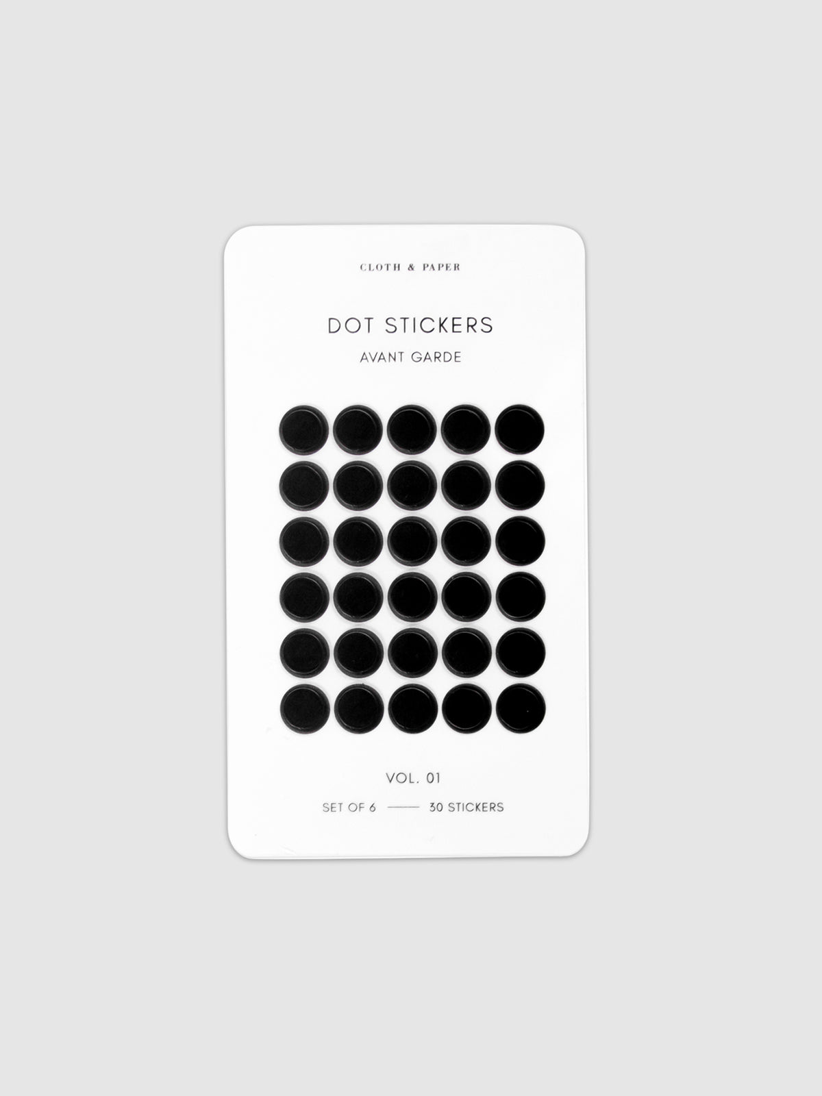 Mini Shape Sticker Set, Transparent, Avant Garde, Cloth and Paper. Dot sticker sheet against a neutral background.