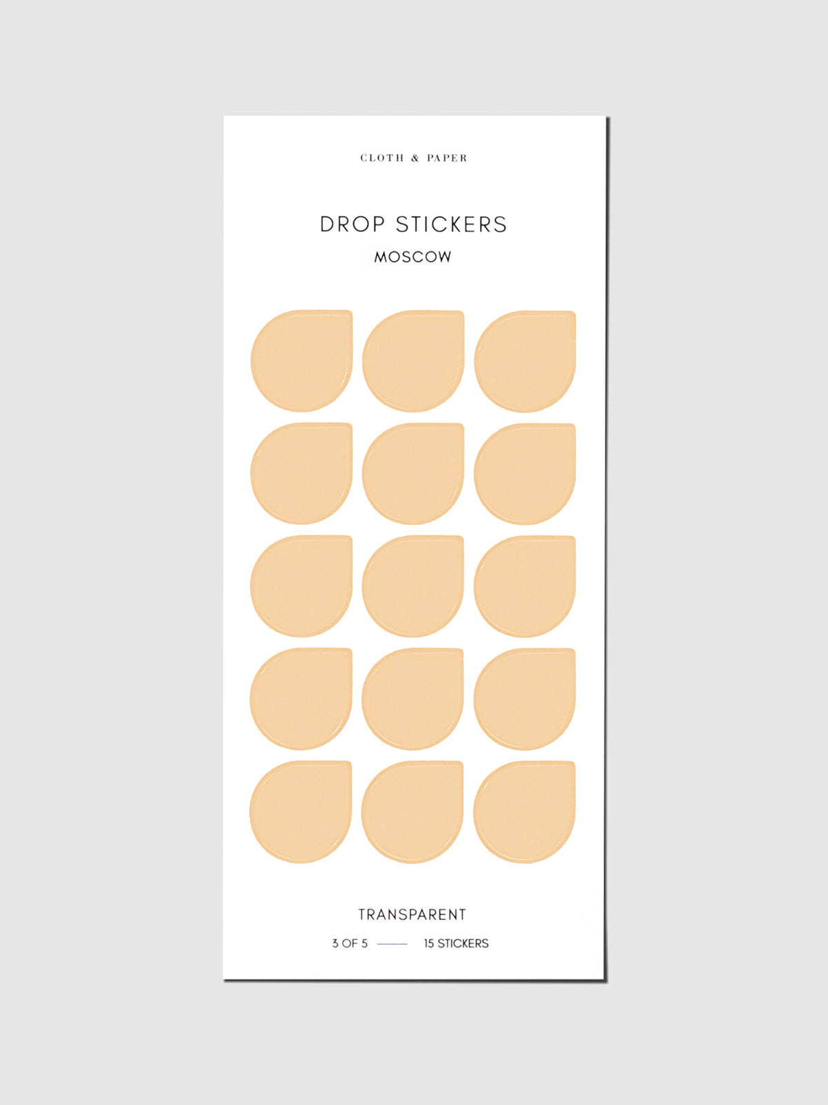 Sticker sheet displayed on a neutral background. Sticker size shown is large, color shown is Moscow.