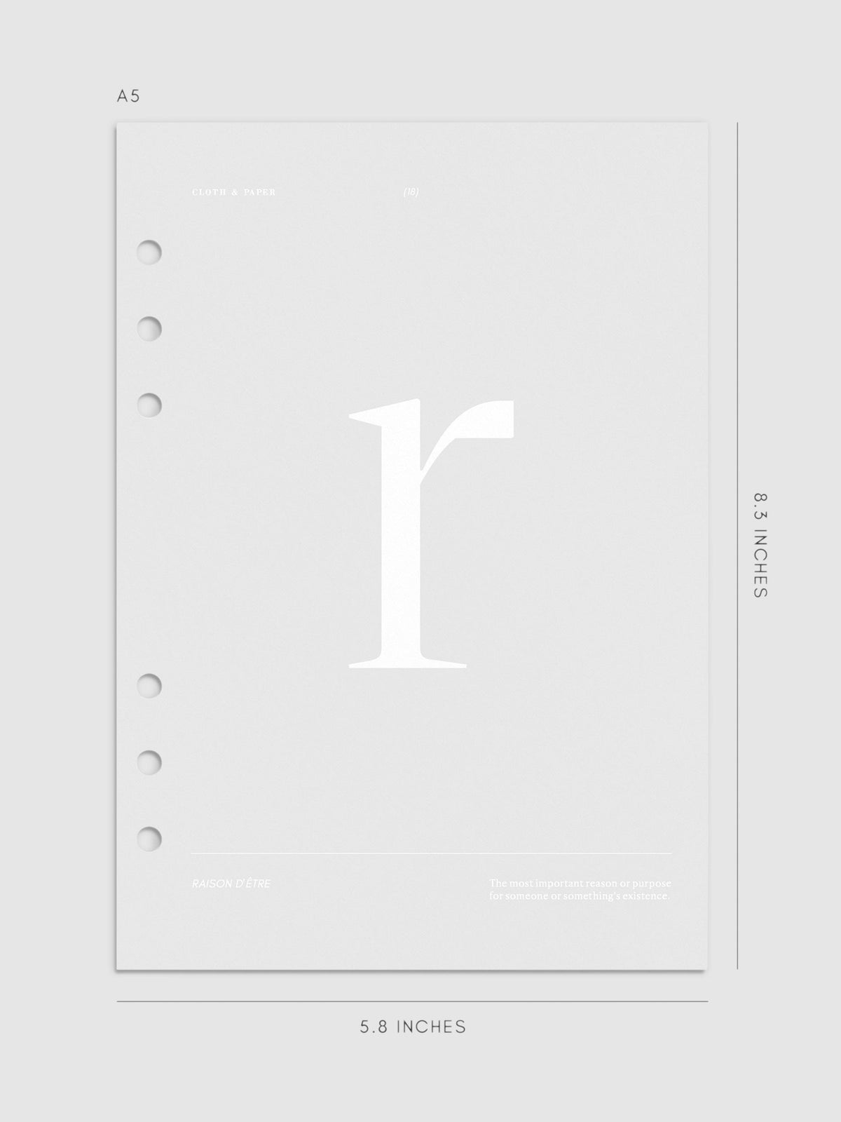 Monogram Vellum Planner Dashboard R in A5 displayed on a neutral background. 