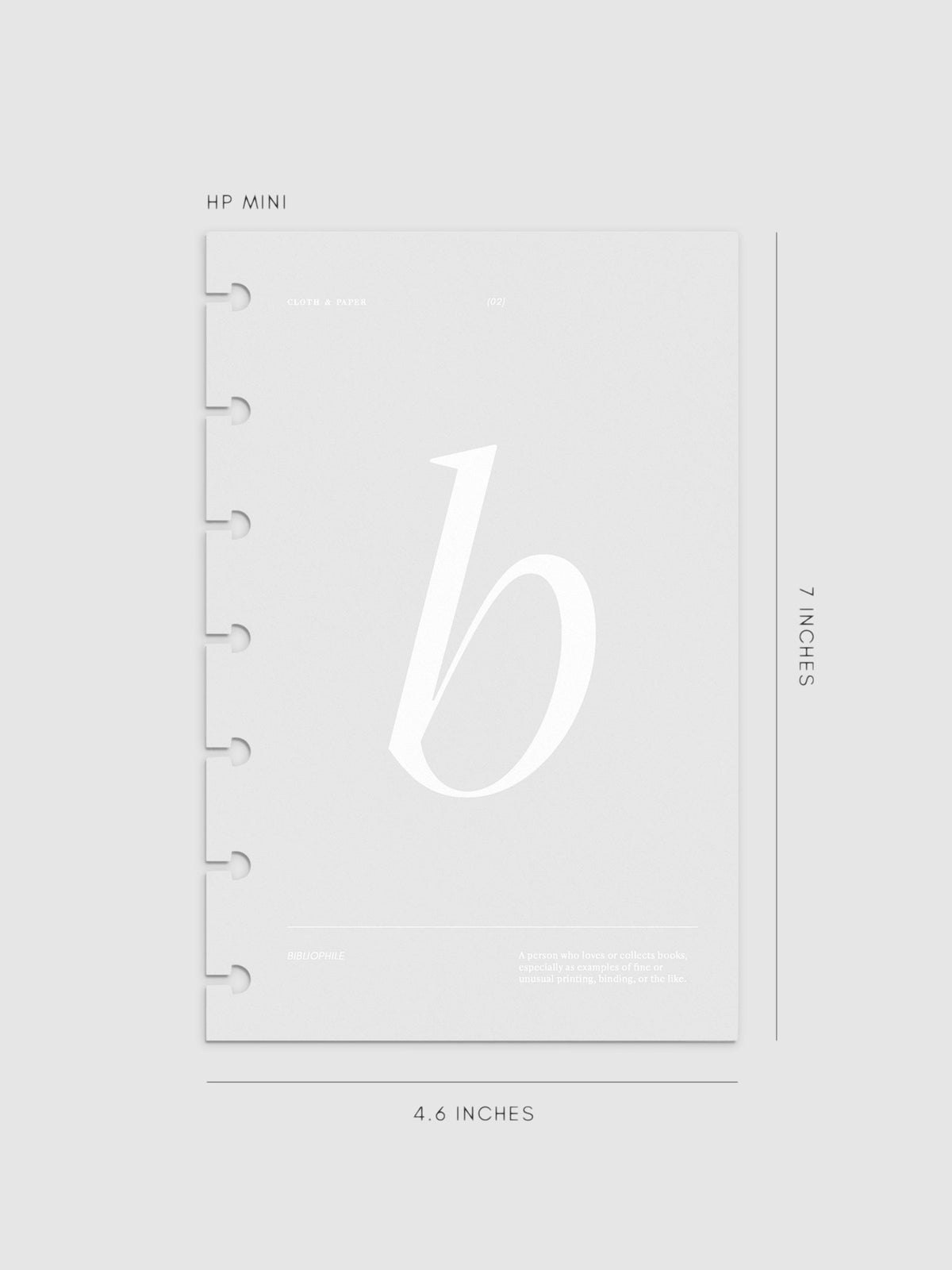Monogram Vellum Planner Dashboard B  in HP Mini displayed on a neutral background. 