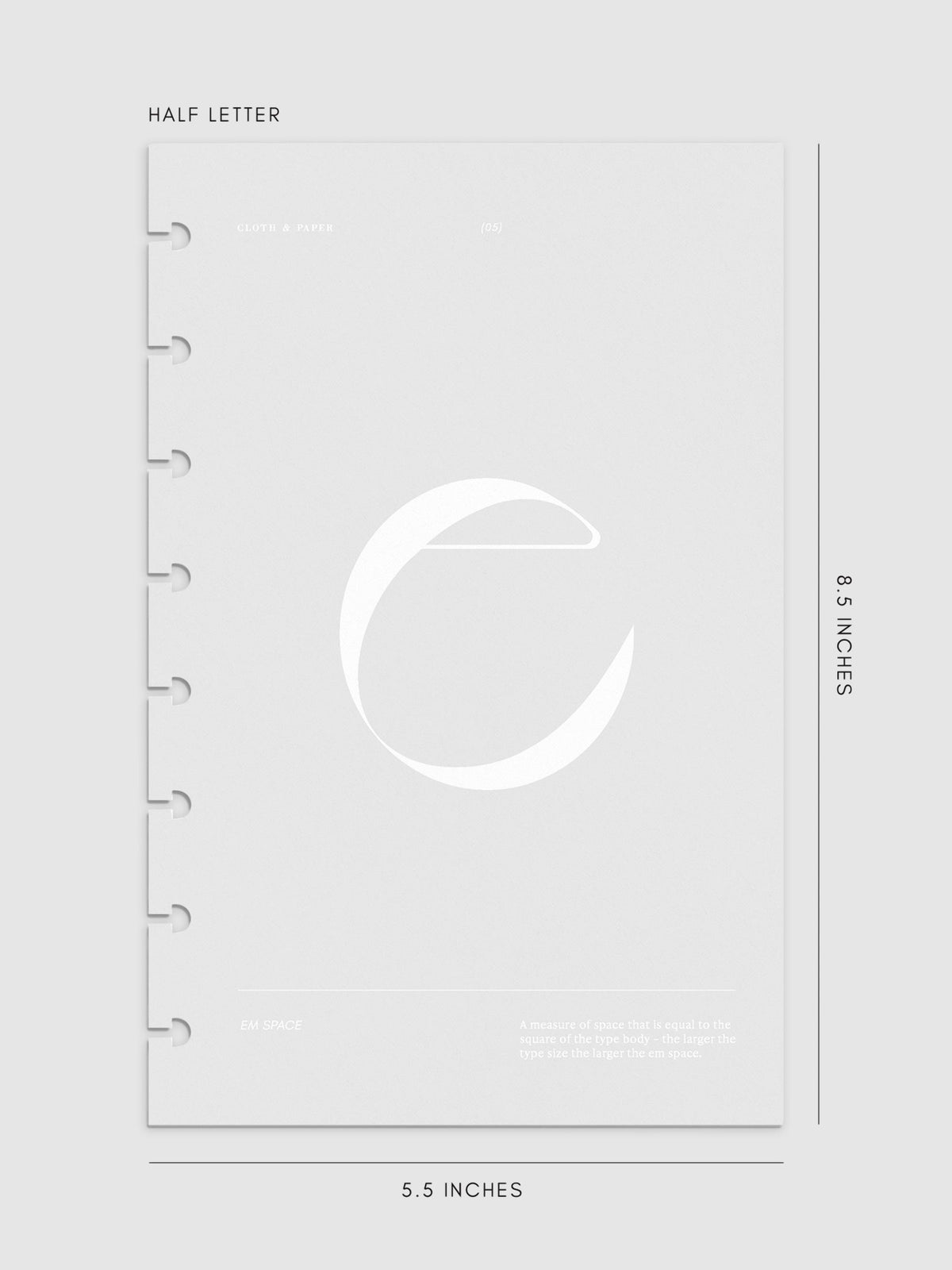 Monogram Vellum Planner Dashboard E in Half Letter displayed on a neutral background. 