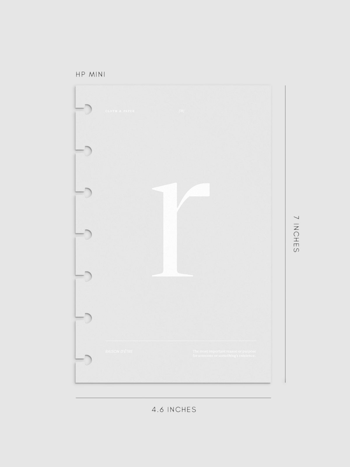 Monogram Vellum Planner Dashboard R  in HP Mini displayed on a neutral background. 