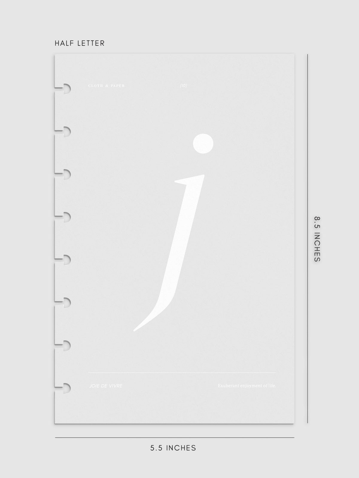 Monogram Vellum Planner Dashboard J in Half Letter displayed on a neutral background. 