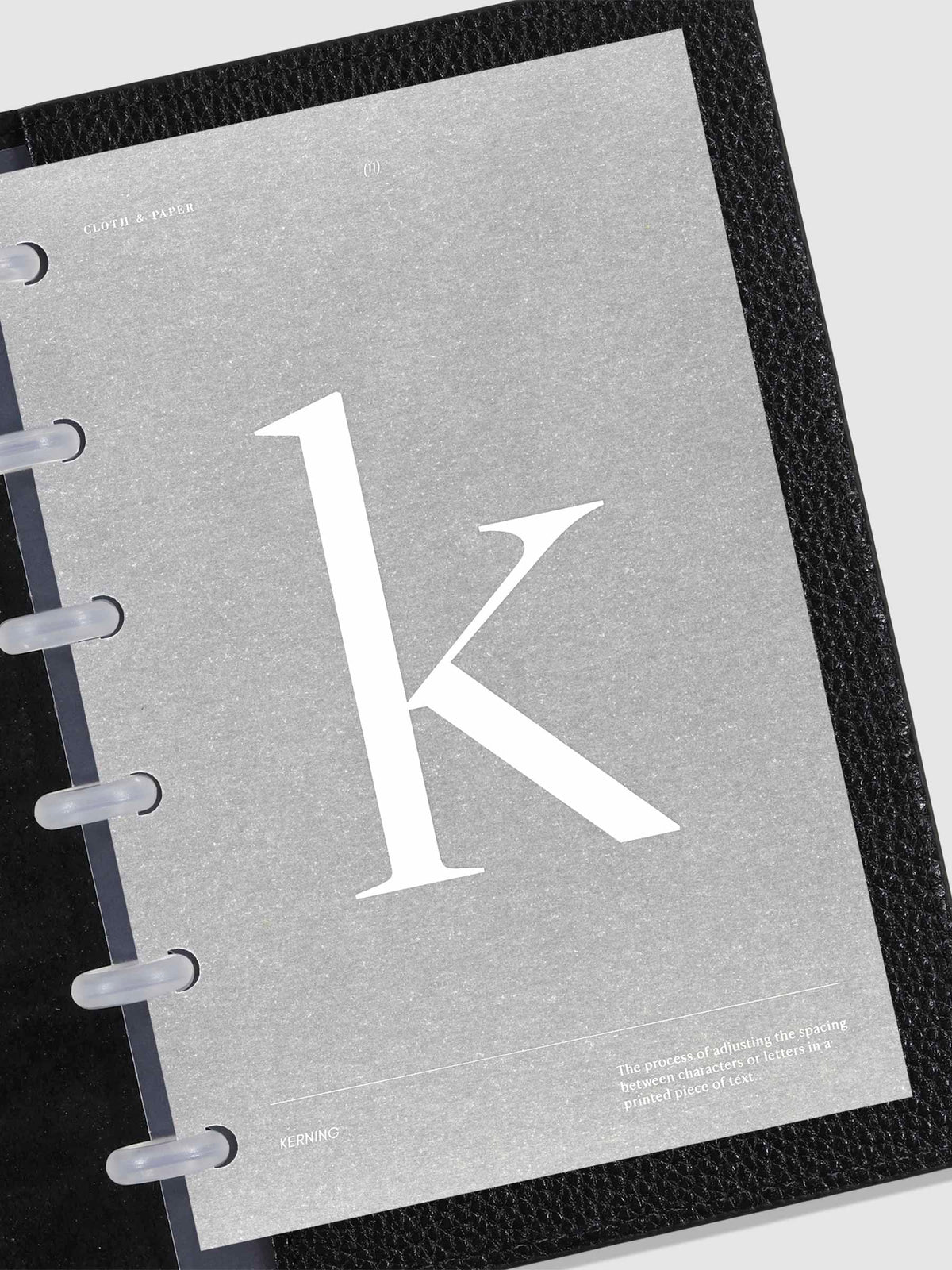 Monogram Vellum Planner Dashboard K in use in a leather planner.