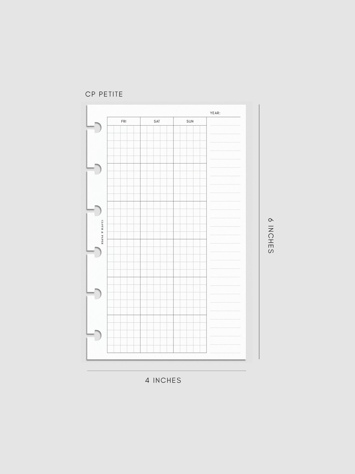 One page of Monthly Graph Planner Inserts in size CP Petite with graph note style calendar and a lined notes section.