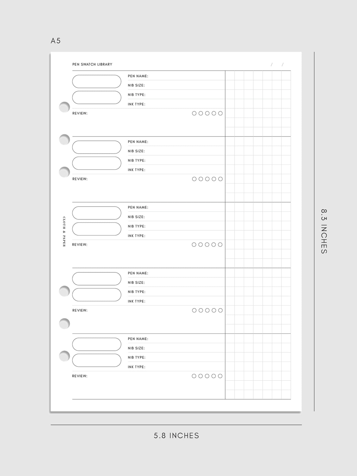 Pen Swatch Planner Inserts
