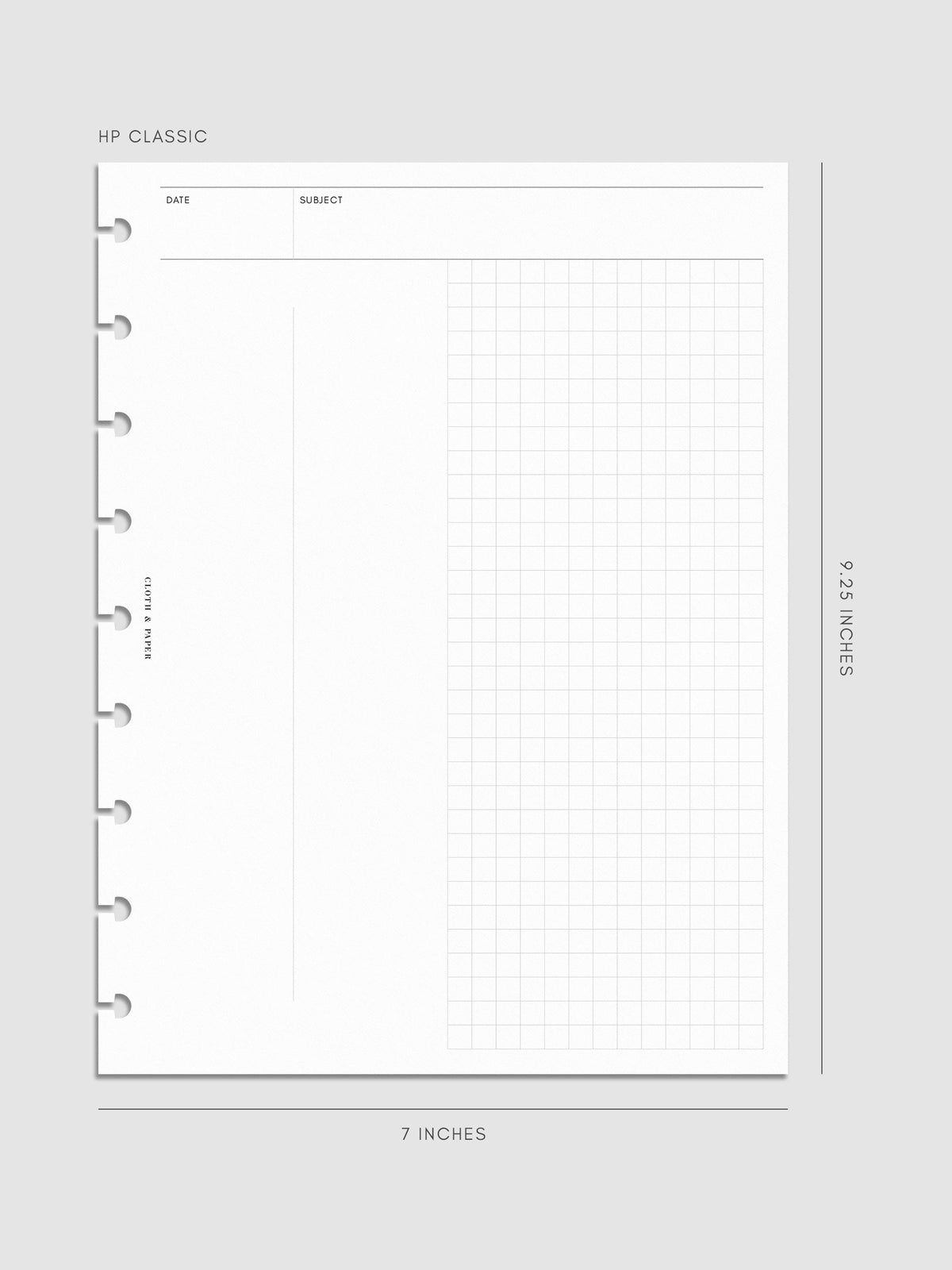 HP Classic Process Notes Insert mockup with versatile grid format.