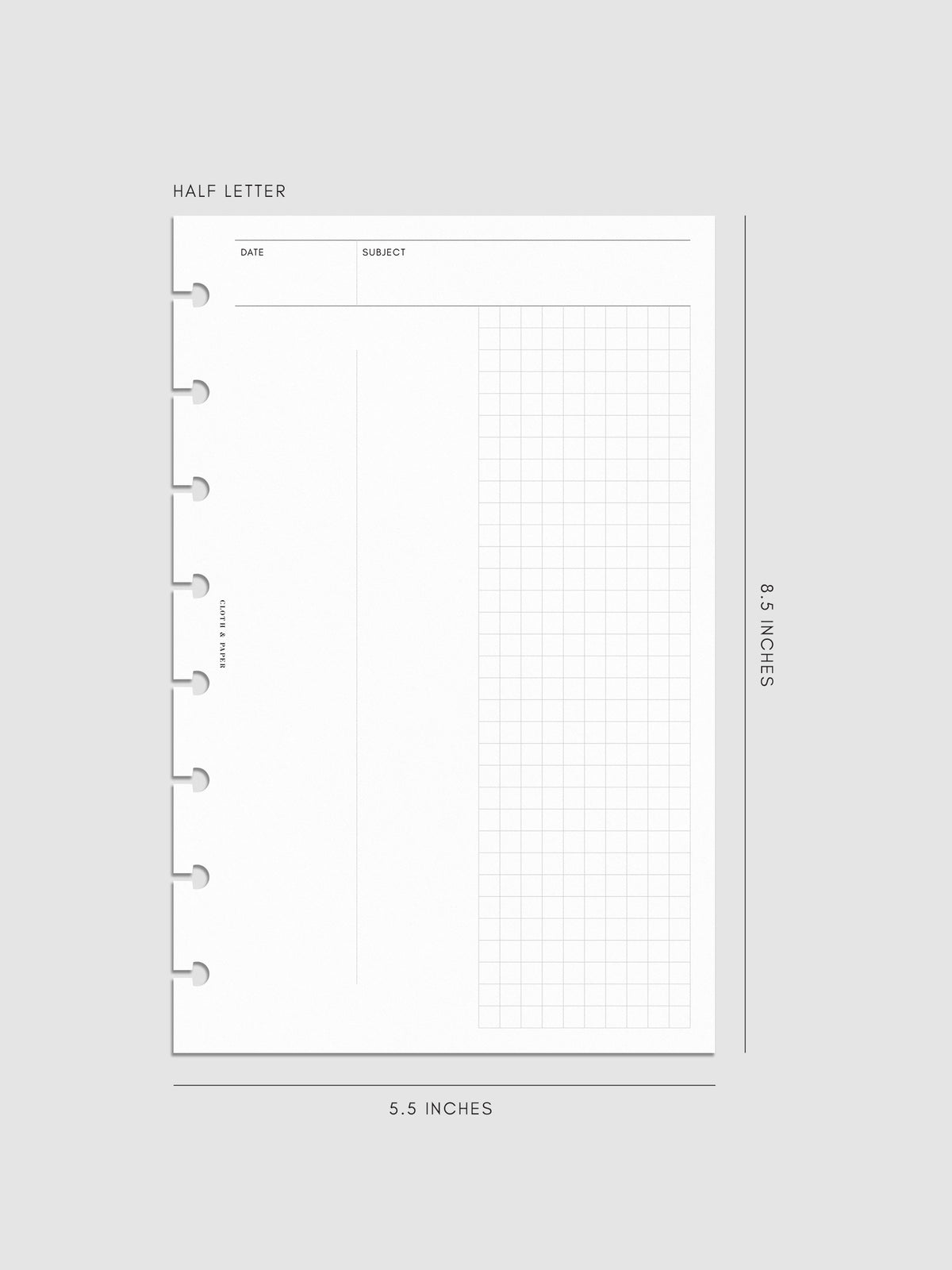 Half Letter Process Notes Insert mockup with refined layout for intentional planning.
