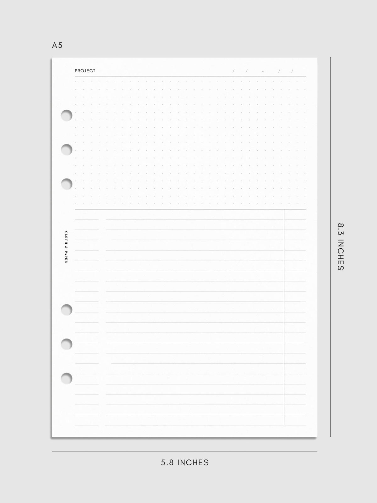 Digital mockup of insert sized in A5. 