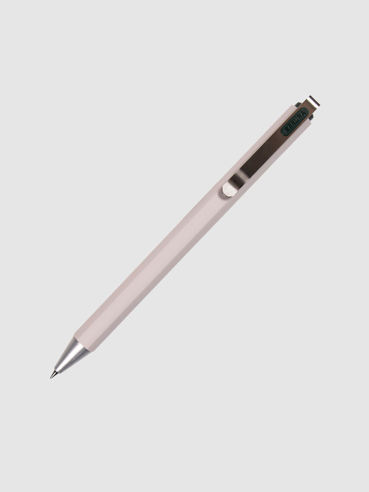 Sakura Ballsign iD Gel Pen, 0.4 mm, Cloth and Paper. Green black pen turned to the right against a neutral background.