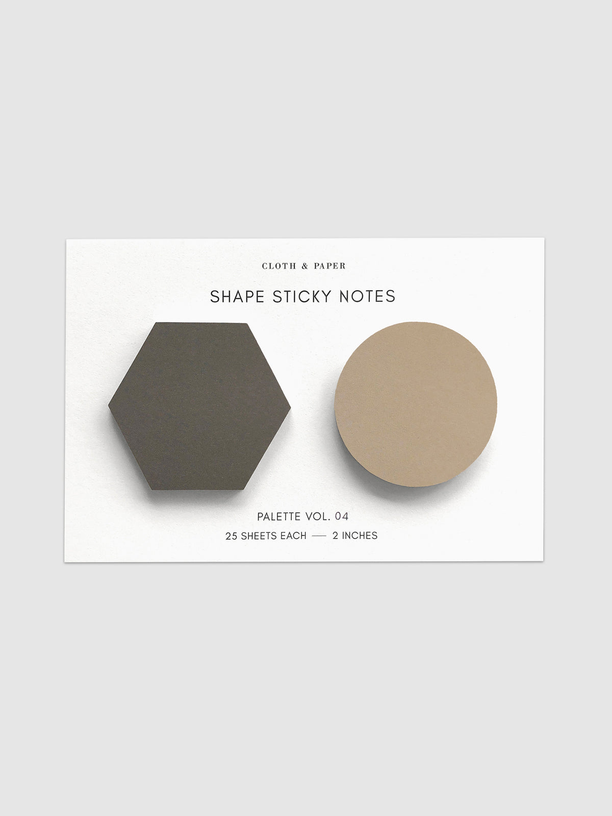 Shape Sticky Note Set, Cortado and Crepe, Cloth and Paper. Sticky notes against a neutral background.