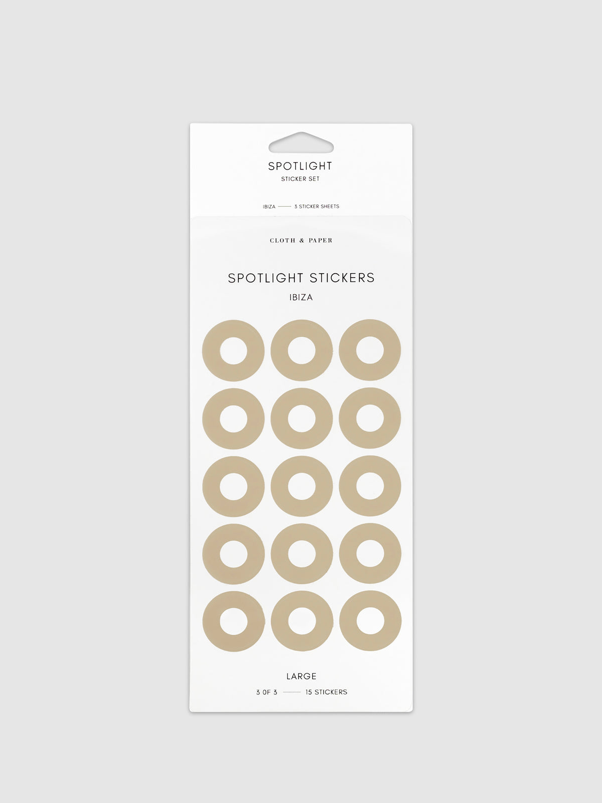 Large sticker in its packaging displayed on a neutral background. Pictured color is ibiza.
