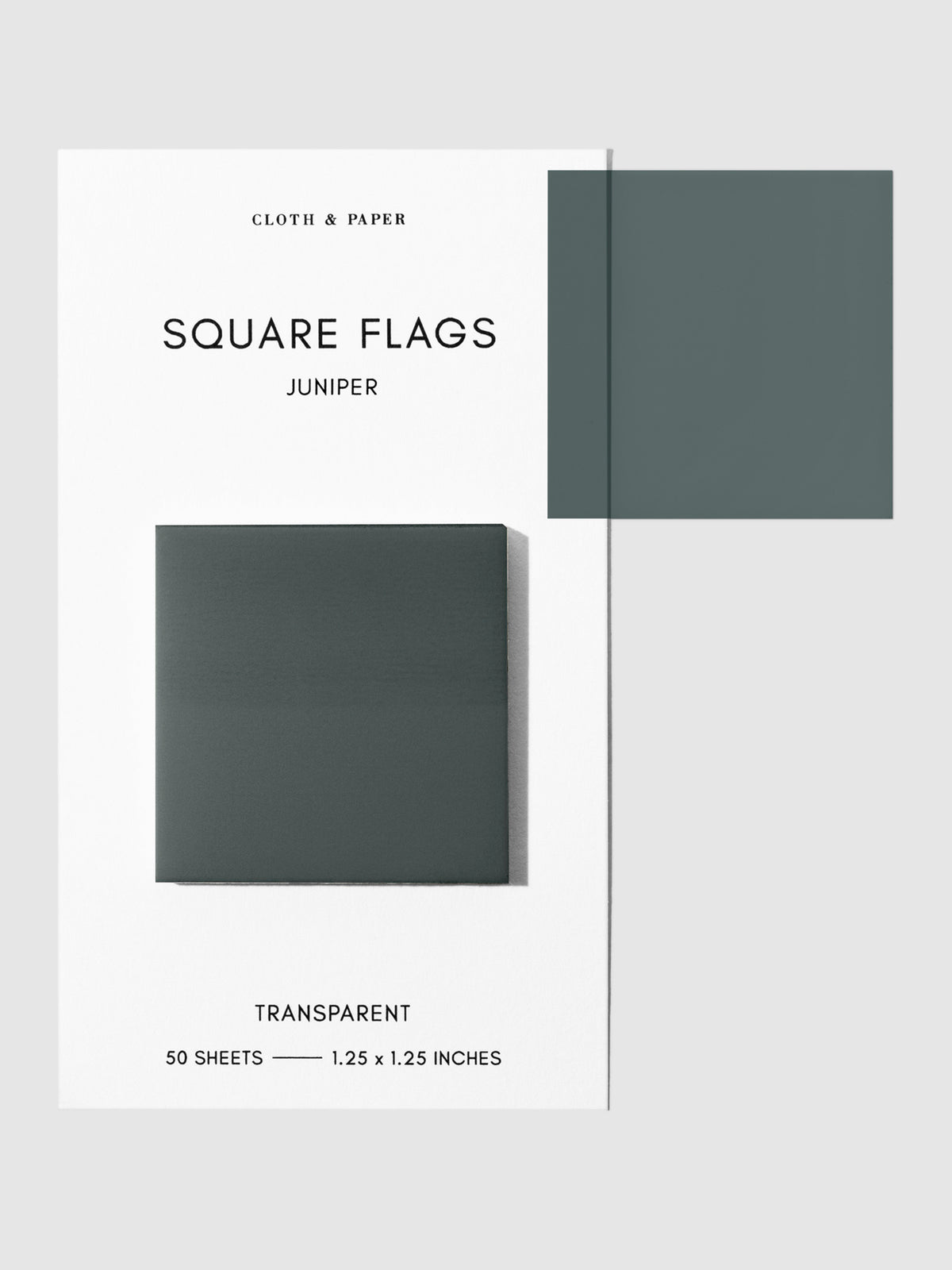 Square Page flag on their backing with one flag removed and attached to the backing to show its transparency. Color shown is Jupiter.