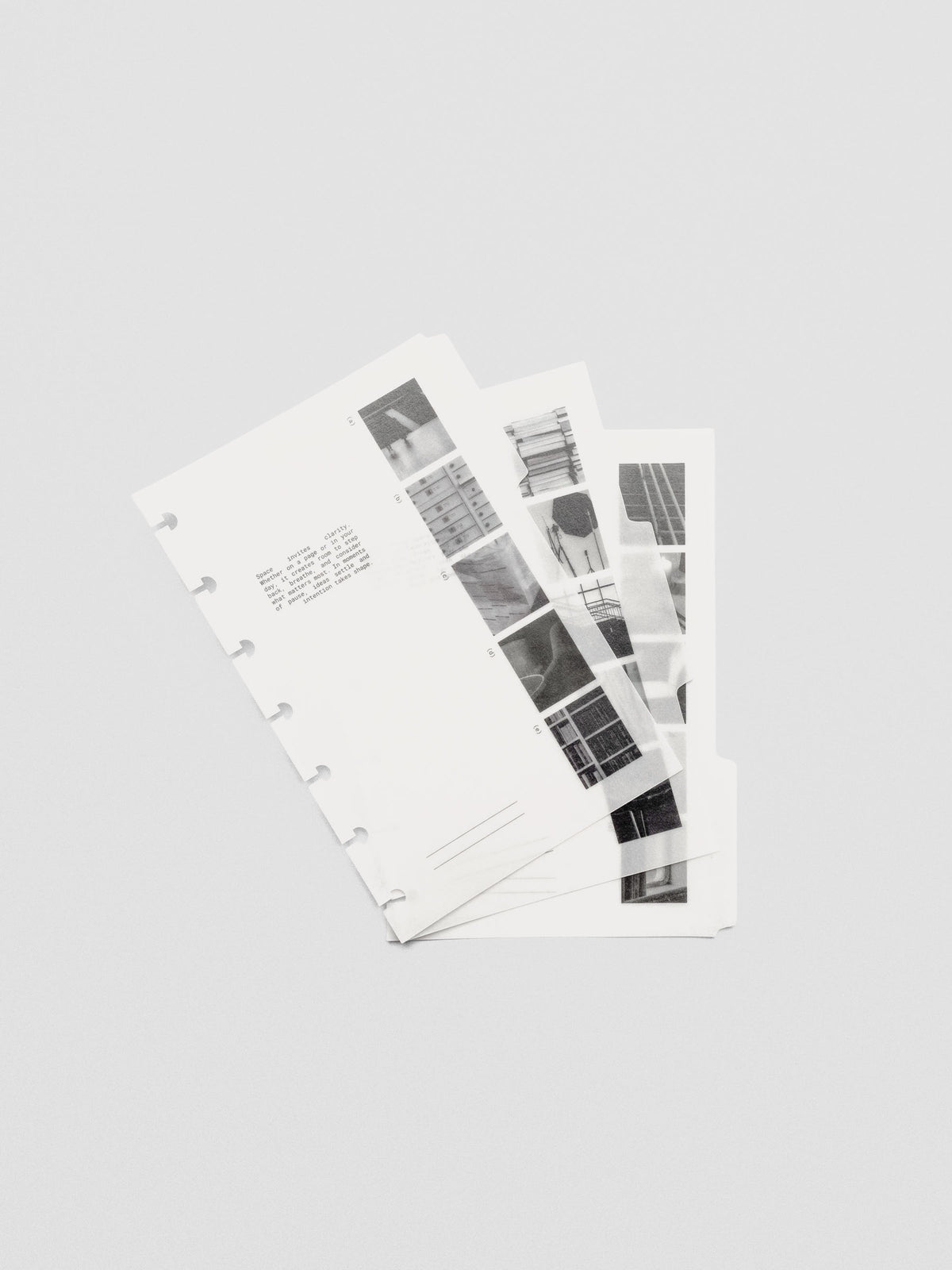 Stack of Editorial Vellum Dividers in HP Mini size, featuring translucent pages with bold editorial typography.
