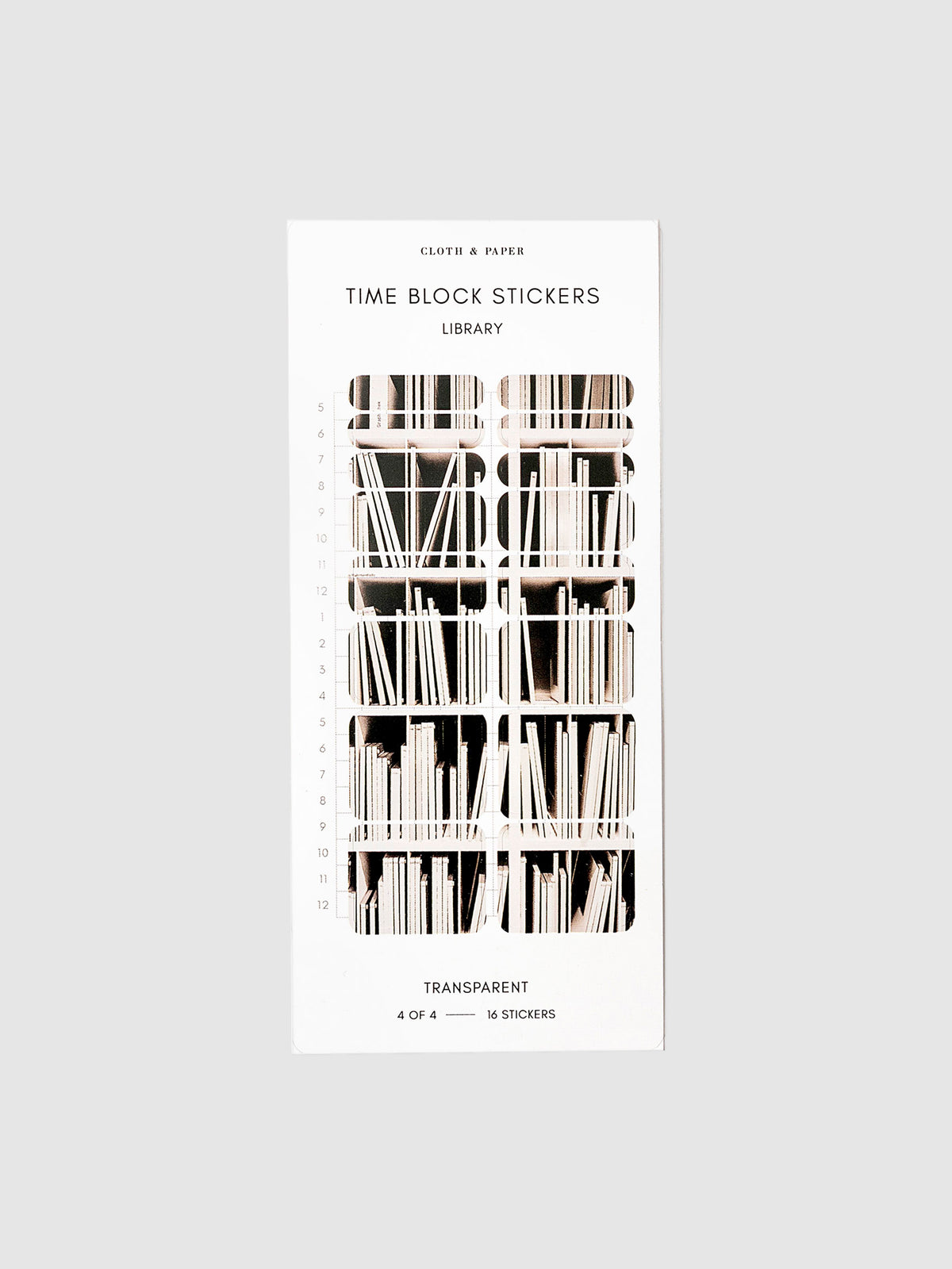 Library print stickers displayed on a neutral background.