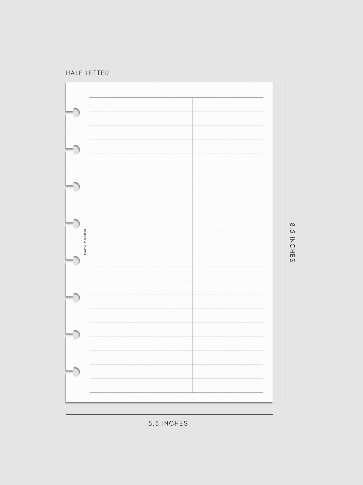 Digital mockup of insert in Half Letter