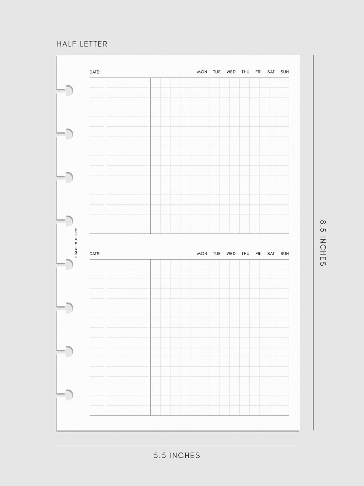 Digital mockup of insert in Half Letter sizing. 