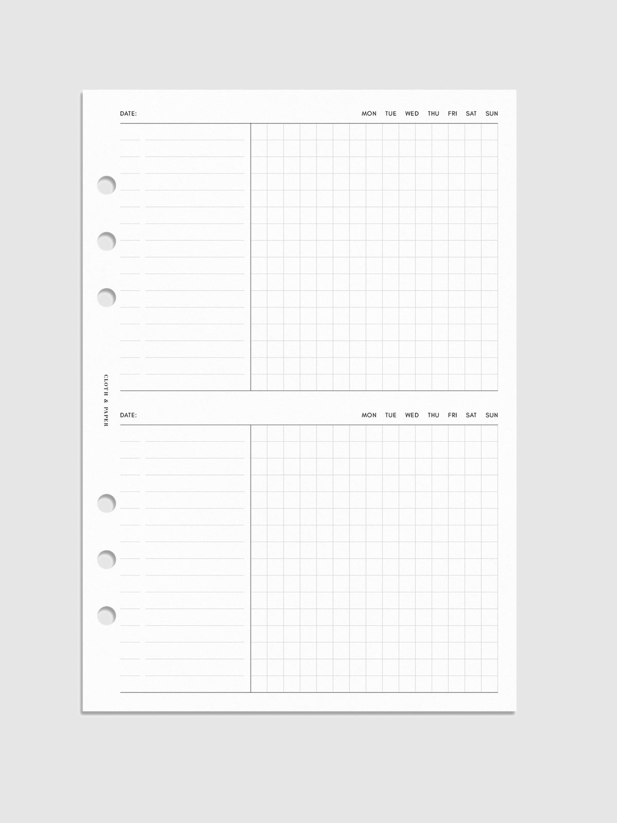 Digital mockup of insert in A5 sizing. 