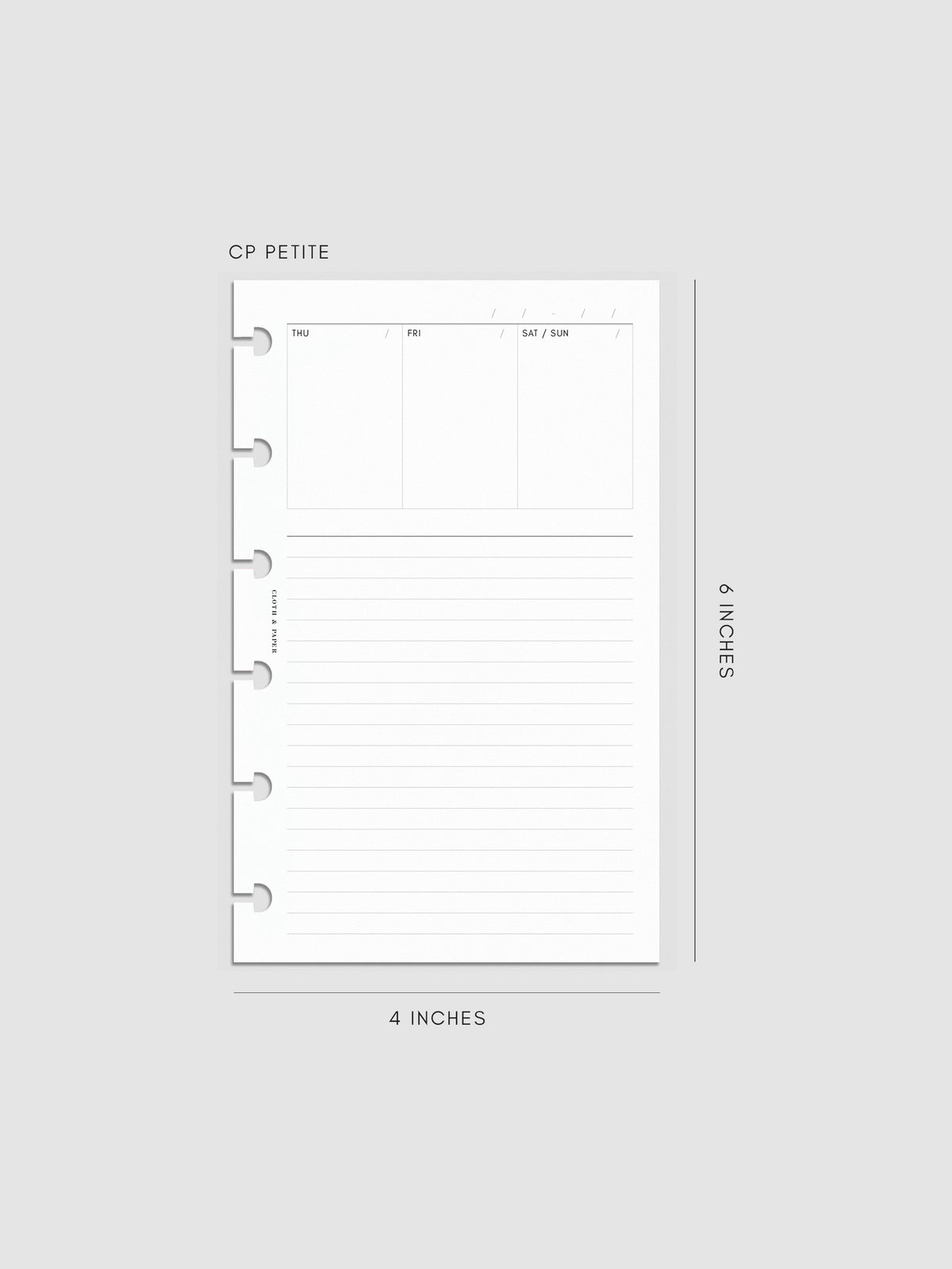 Undated Weekly Notes Planner Inserts in size CP Petite