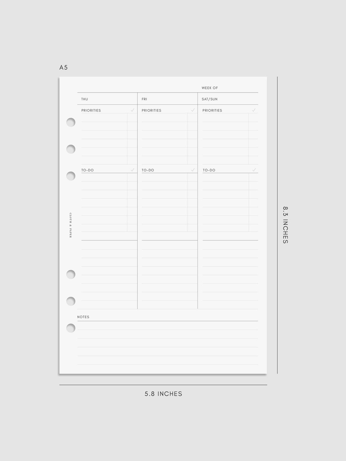 Digital mockup of insert in A5.