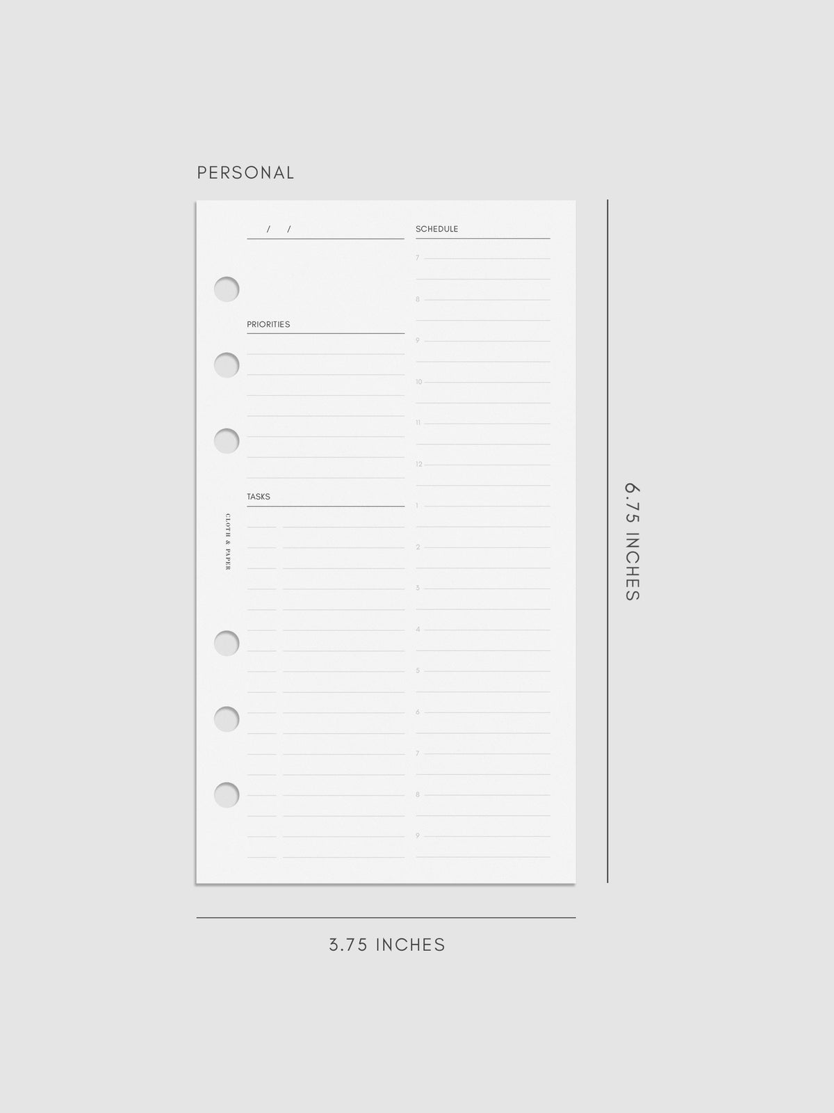 Digital mockup of insert in Personal.