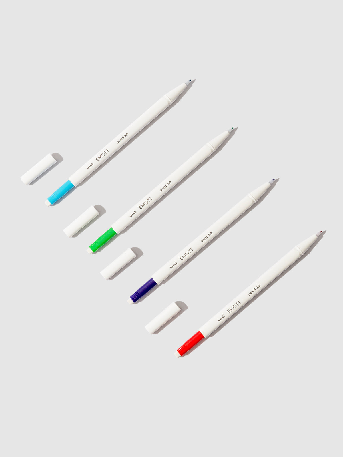 Refreshing  color pencils displayed on a neutral background.