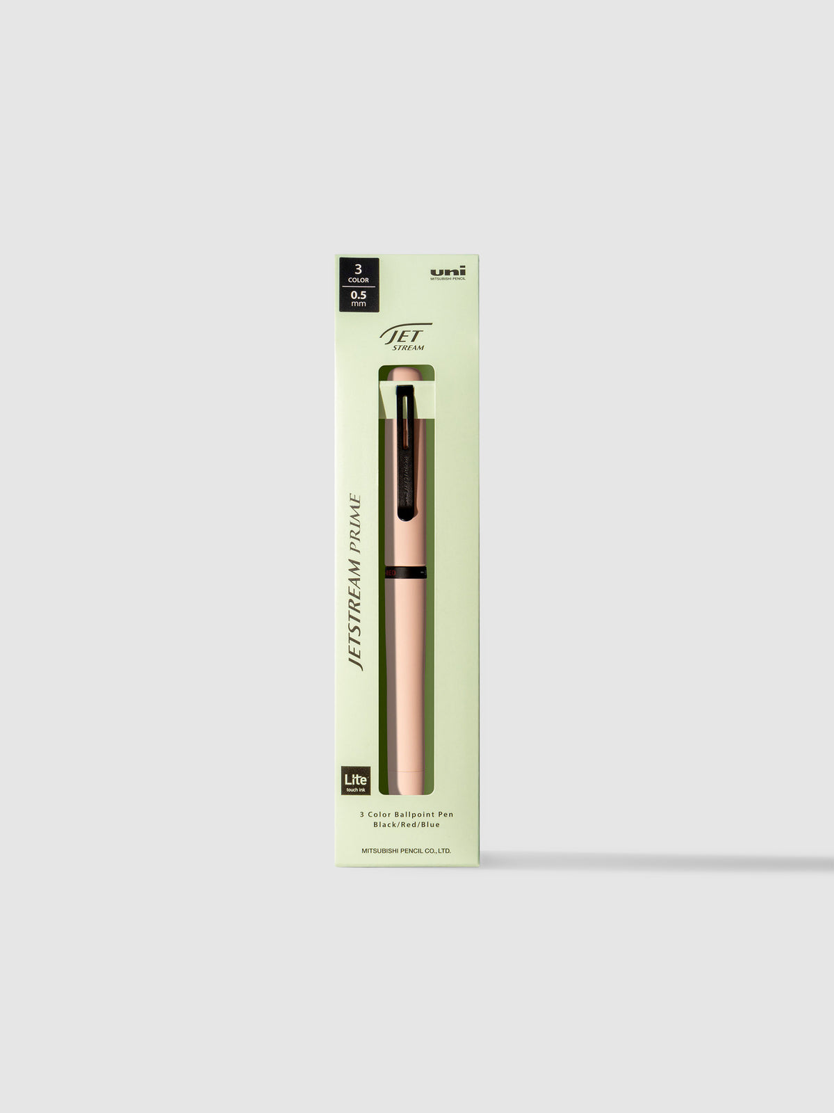 Pen shown in its packaging on a neutral background. Color shown is Cotton Pink.