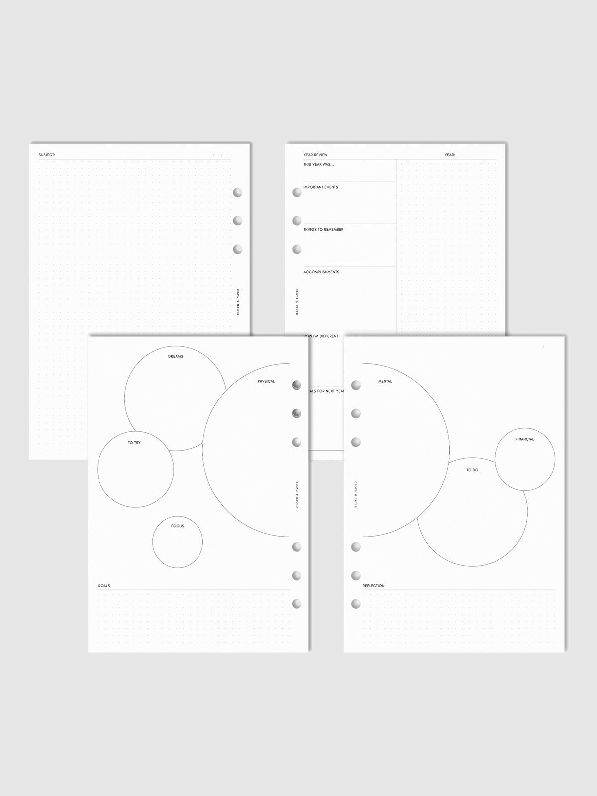 Vision Board Inserts, Cloth and Paper. Digital mockup of inserts.