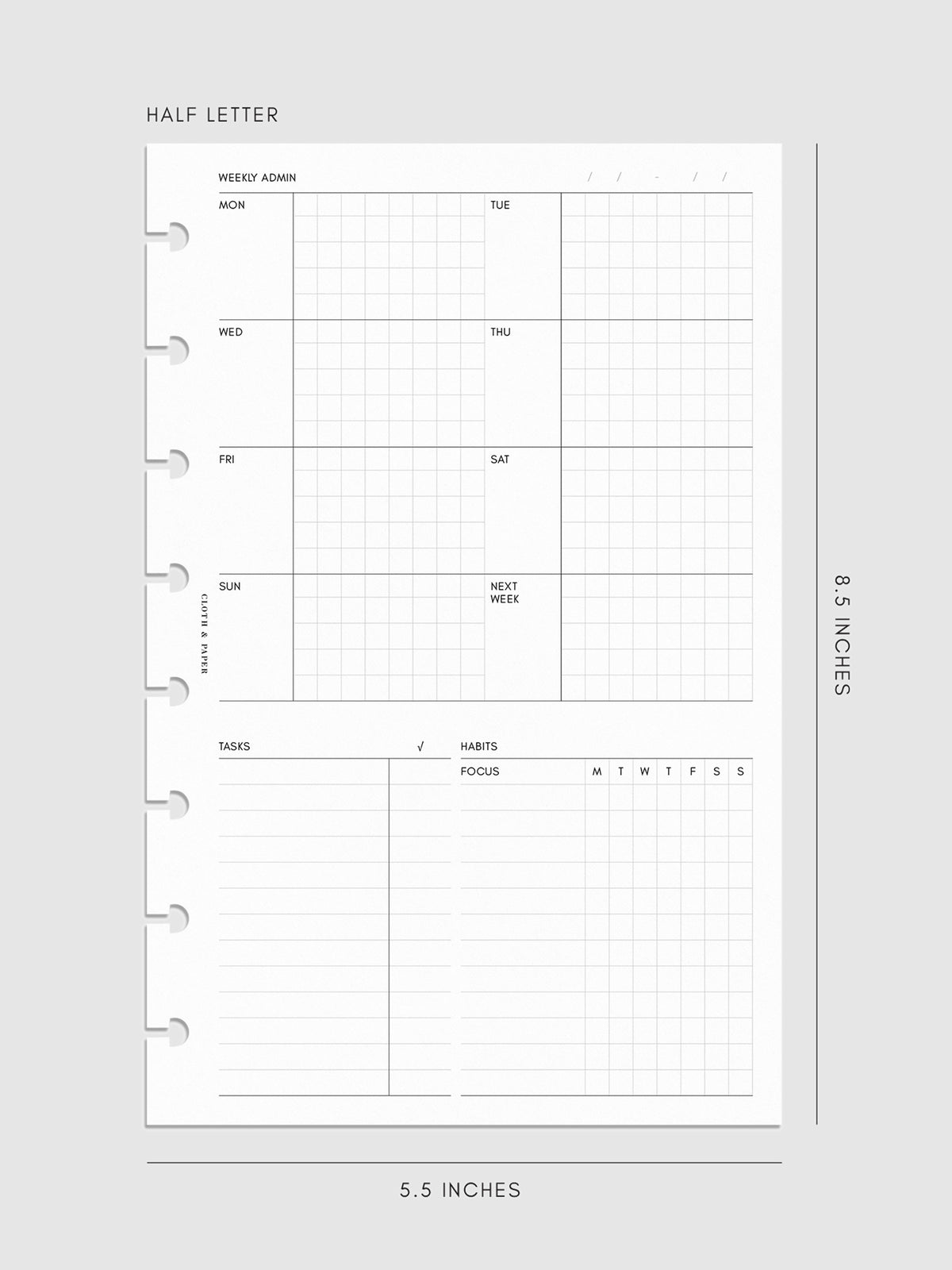 Digital mockup of insert in Half Letter sizing. 
