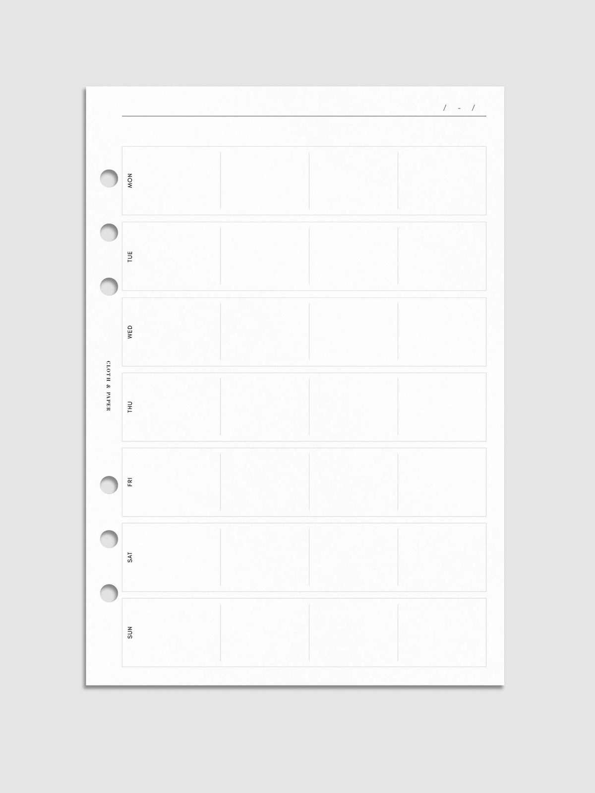 Block Planner Insert, Cloth and Paper. Digital mockup of insert in A5.