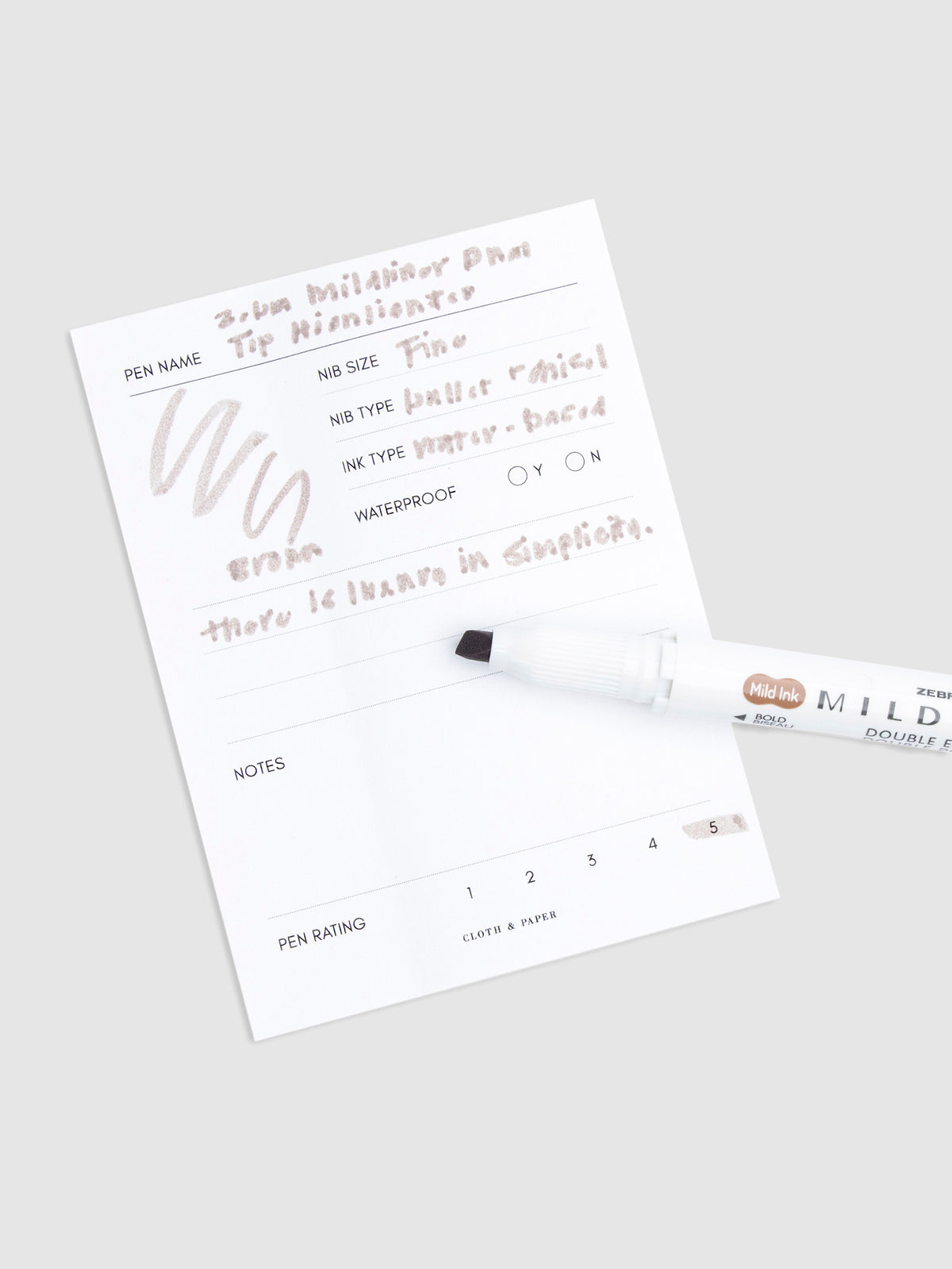 Writing sample of the Zebra Mildliner in Brown