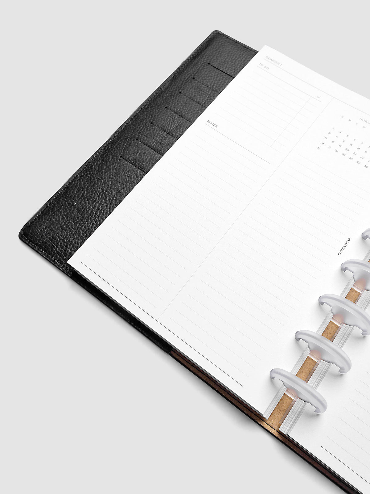 2027 Dated Yearly Overview Planner Inserts Sunday Start, Half Letter 8-Disc Punch, close-up of the bottom of the left page showing the notes section